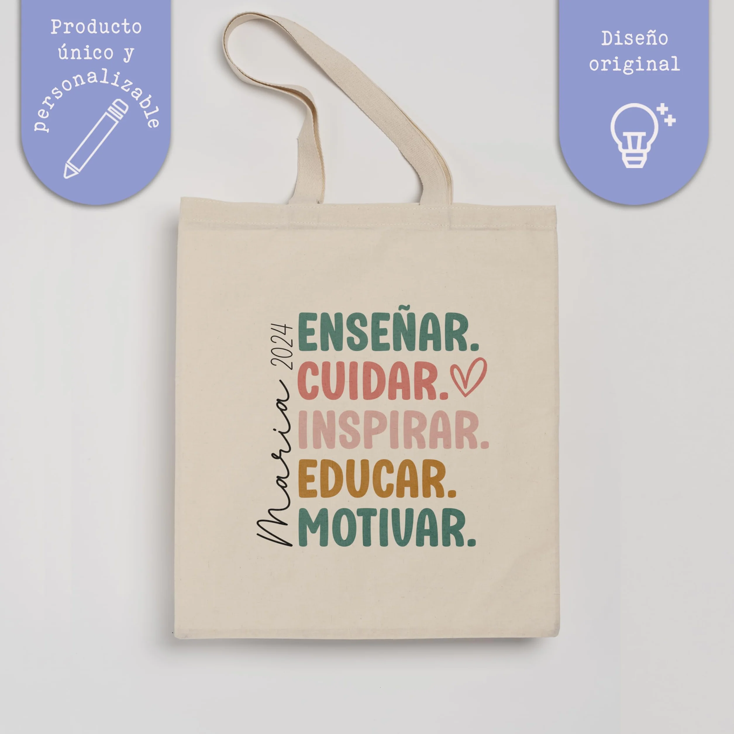 Evyre Regalo Fin de Curso Profesores Tote Bag Botella térmica Profesora Personalizado Maestra Infantil