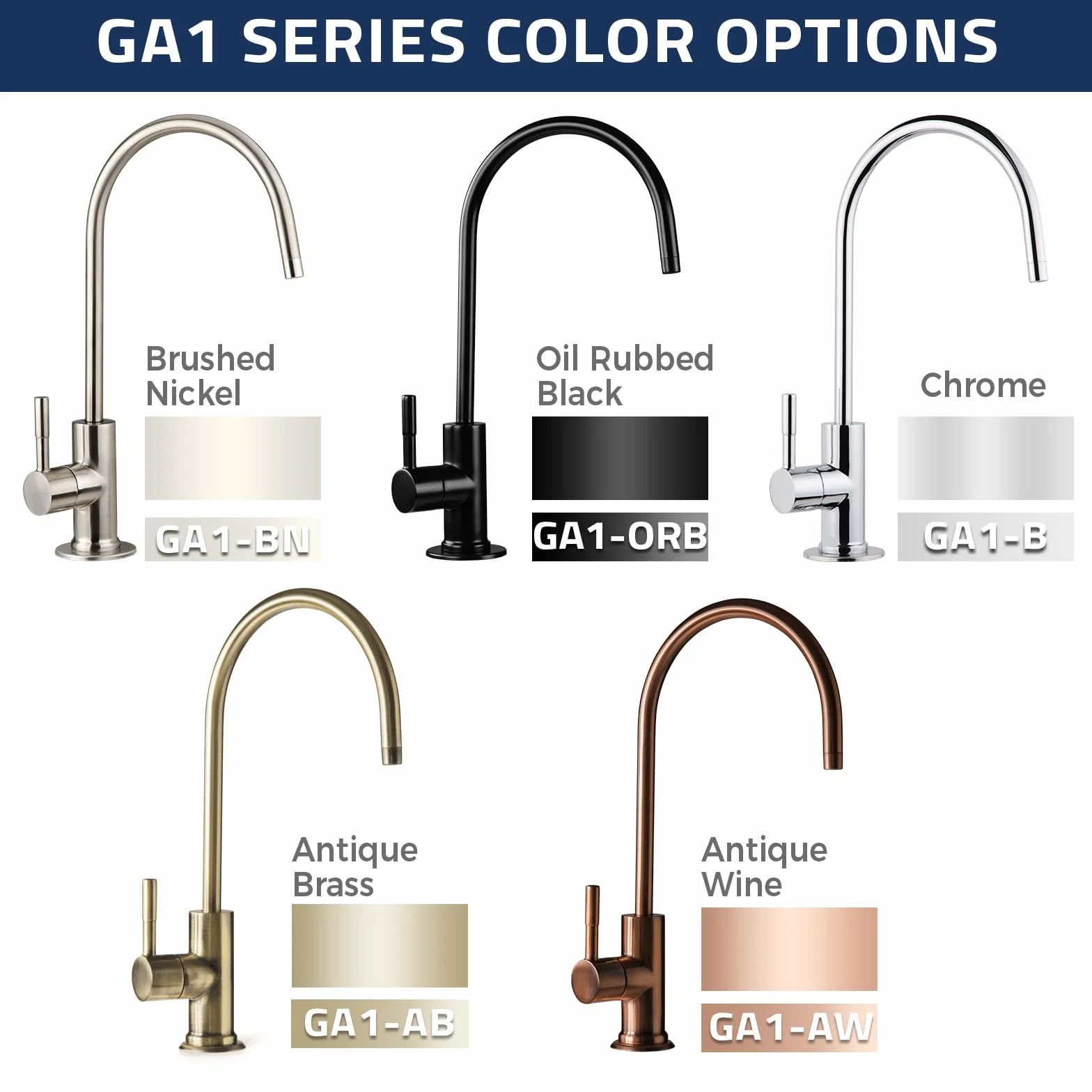 iSpring GA1-B Osmosis inversa, Grifo de Agua Potable sin Plomo para Bar de Cocina, Estilo Contemporáneo, Caño Alto, Cromado