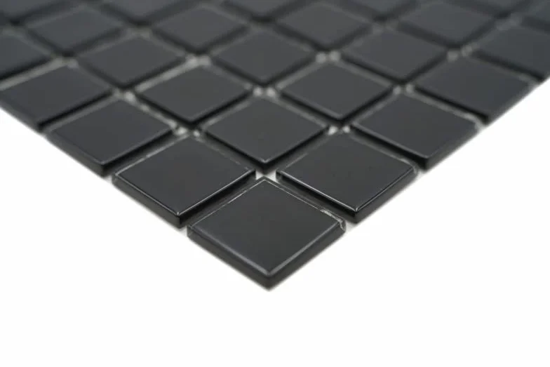 MOS60-0304 - Azulejos de mosaico de cristal traslúcido, color negro