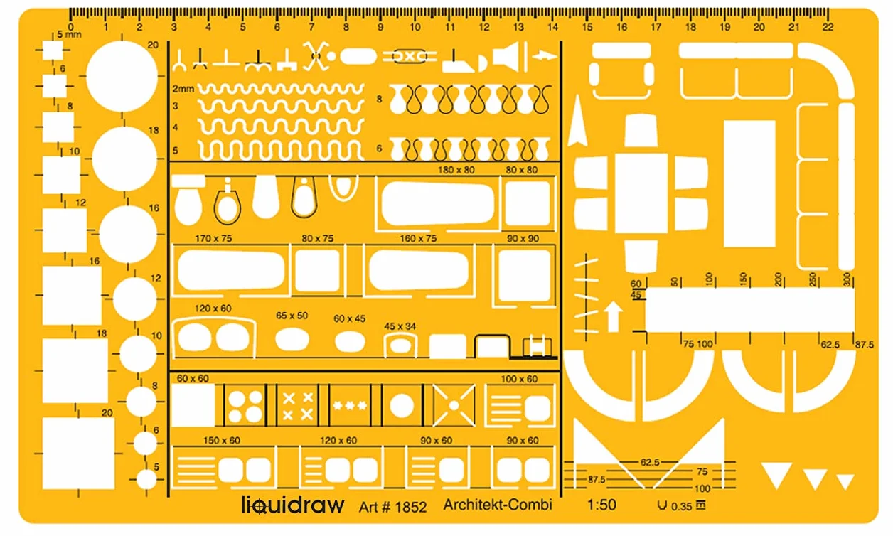 Liquidraw Regla de Arquitecto Escala 1:50 Plantilla Símbolos Muebles Plano Interior Casa