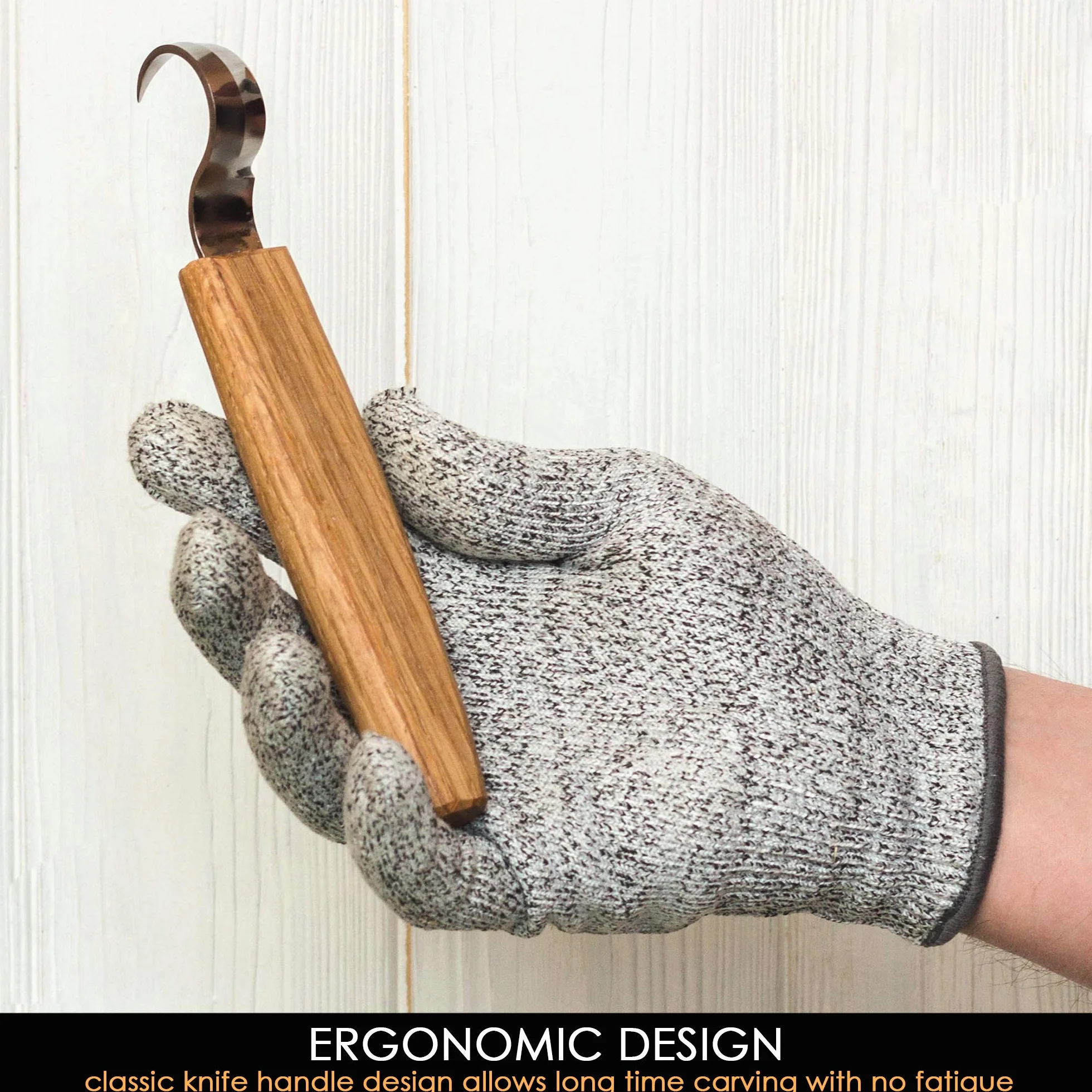 BeaverCraft SK1S Cuchillo de Gancho para Tallar Madera con Funda de Cuero