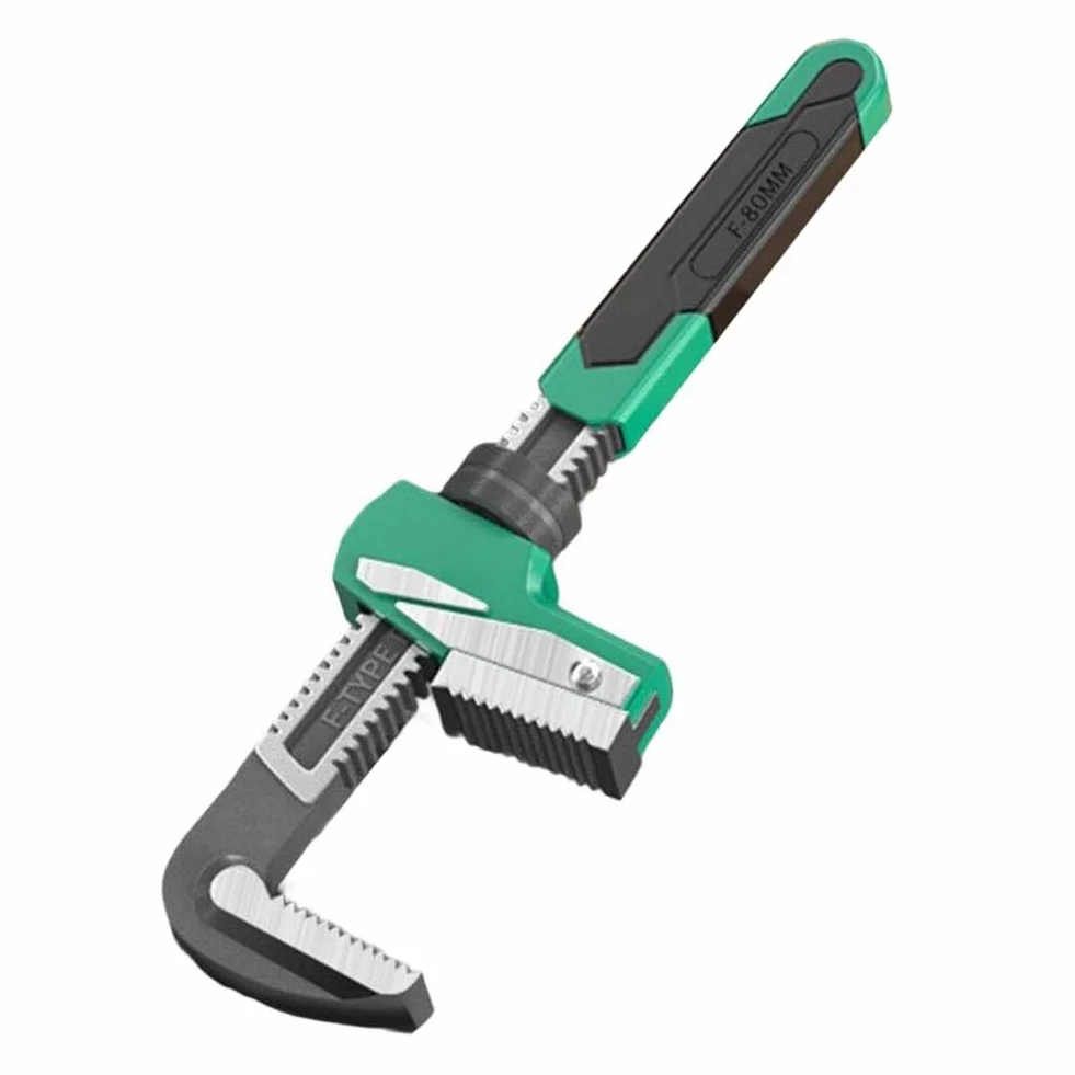 Llave de tubo tipo F, herramienta de fontanero multifuncional en ángulo recto con mandíbula dentada para válvulas y tuberías de forma especial, acero (130 mm)