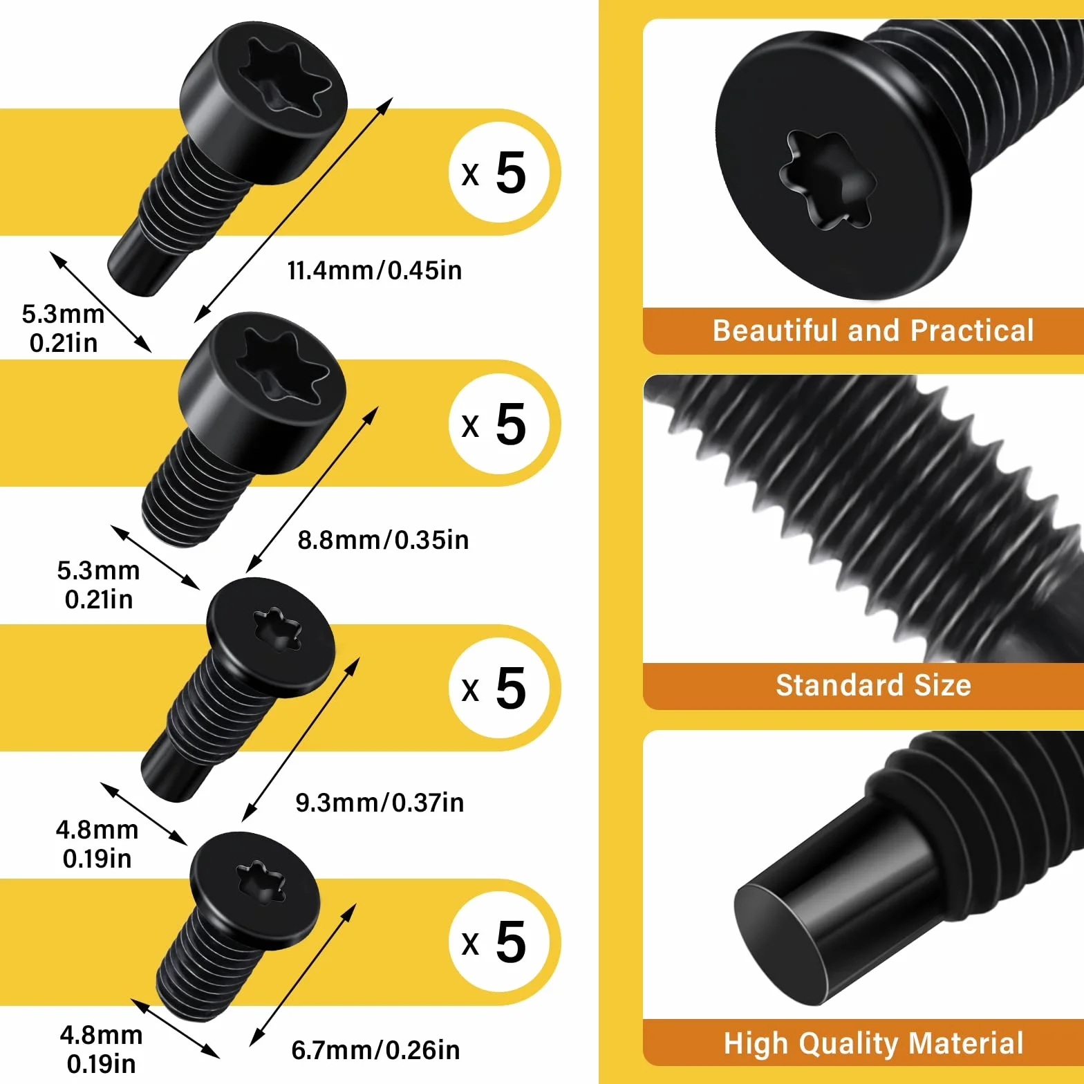 Juego de 4/20 tornillos de repuesto para timbre, T5, T16, tornillos de seguridad para timbre, accesorios compatibles con timbre de video, timbre de video 2 (largo/corto)
