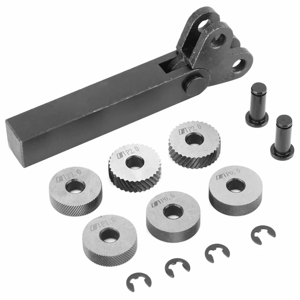 Herramienta moleteada, 7 unidades, moleteado de acero negro, 0,5/1/2 mm, diagonal, doble rueda lineal para máquina de mecanizado, patrón de superficie, juego de herramientas de precisión para trabajar