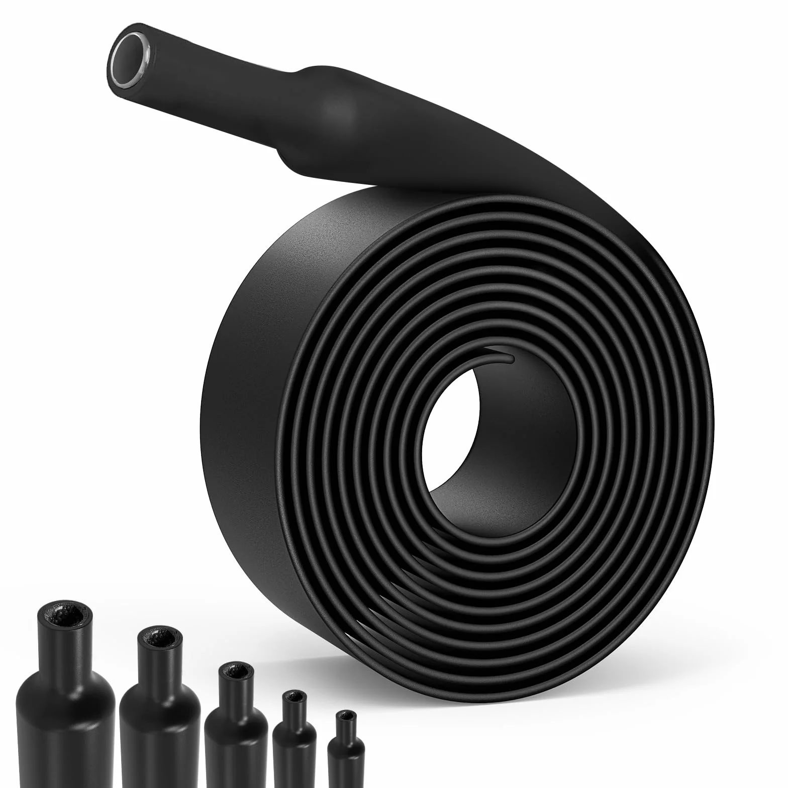 Tubo Termorretráctil 4:1 Ø12/16/20/32/40mm, 2m Tubo Termoretractil con Pegamento, Tubo Termorretráctil Negro (Ø12mm 2m)