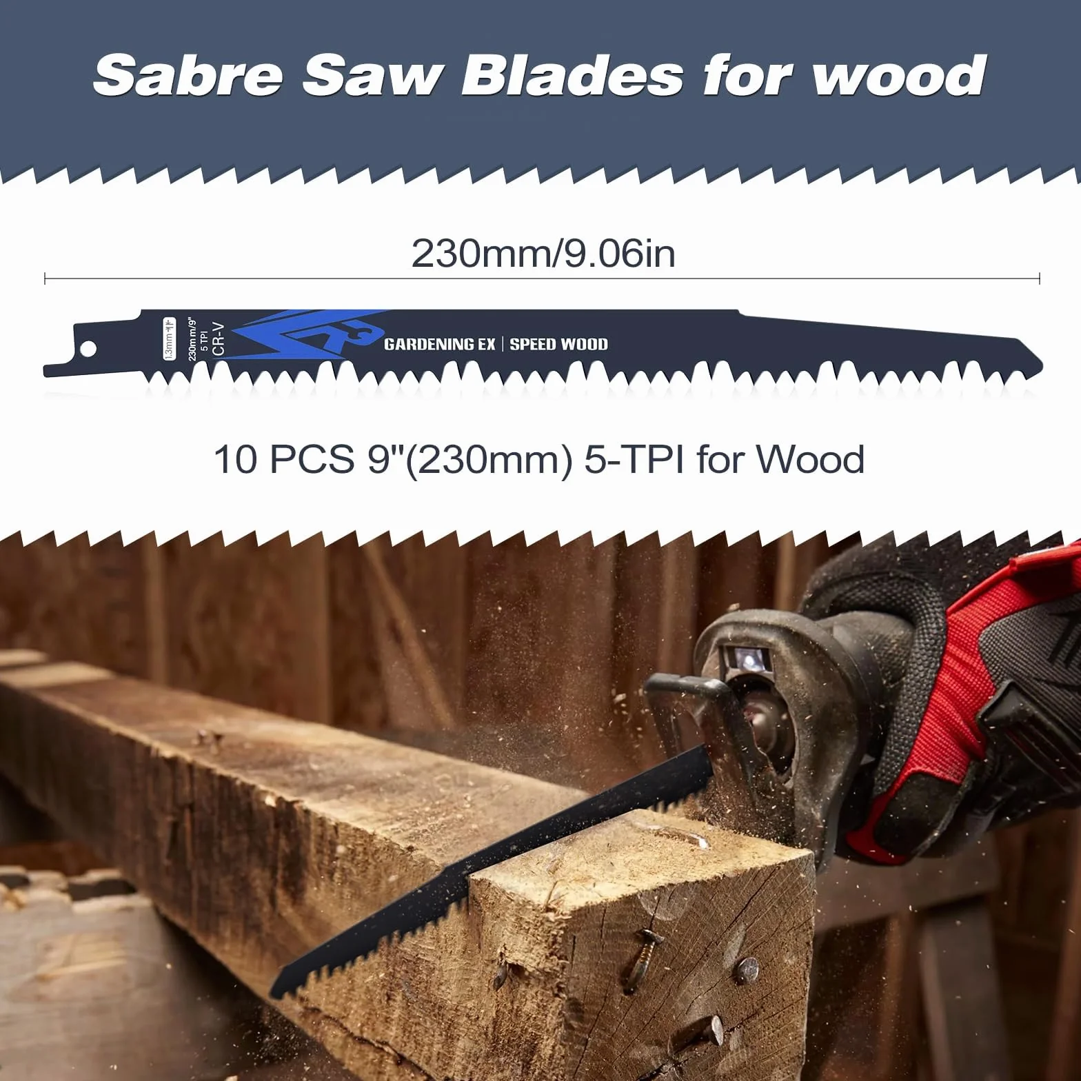 Hojas de Sierra de Sable 230 mm 5TPI Compatibles Bosch Dewalt Makita