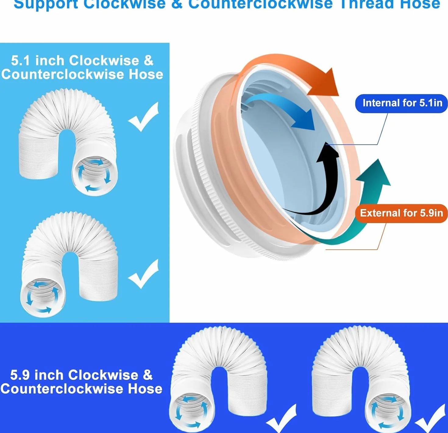 Adaptador Tubo Aire Acondicionado Portatil 130 mm Interior/150 mm Exterior Extensor Tubo Flexible Aire Acondicionado Portátil Adaptador Universal Conector
