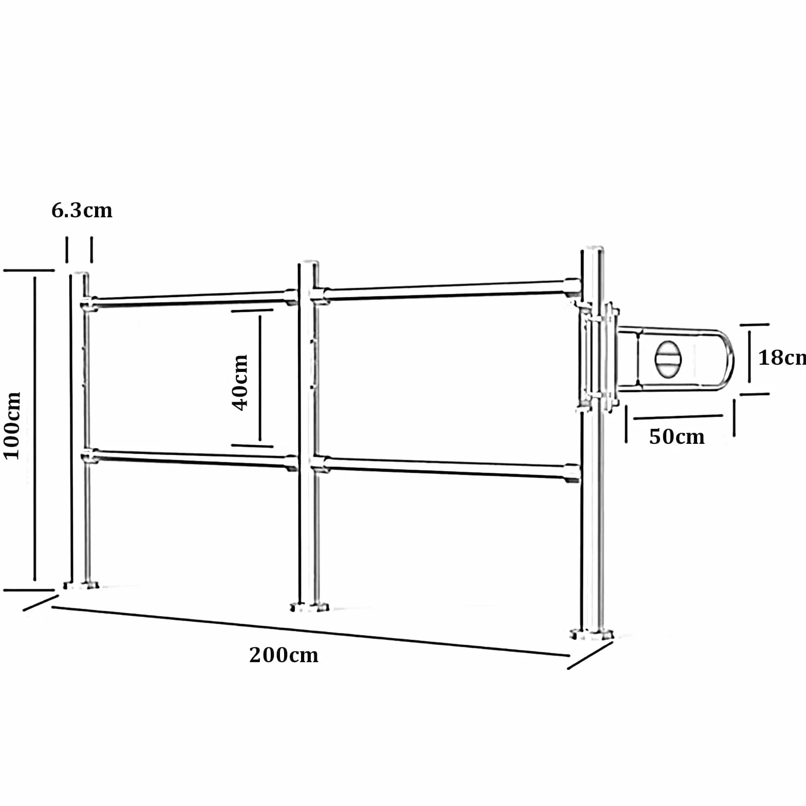 Supermercado Puerta Mostrador Unidireccional Metálica, con Resorte Cajero Puertas De Seguridad Entrada, Pequeña Cierre Puertas Batientes para Biblioteca(Silver,200X100CMX6.3CM/B)