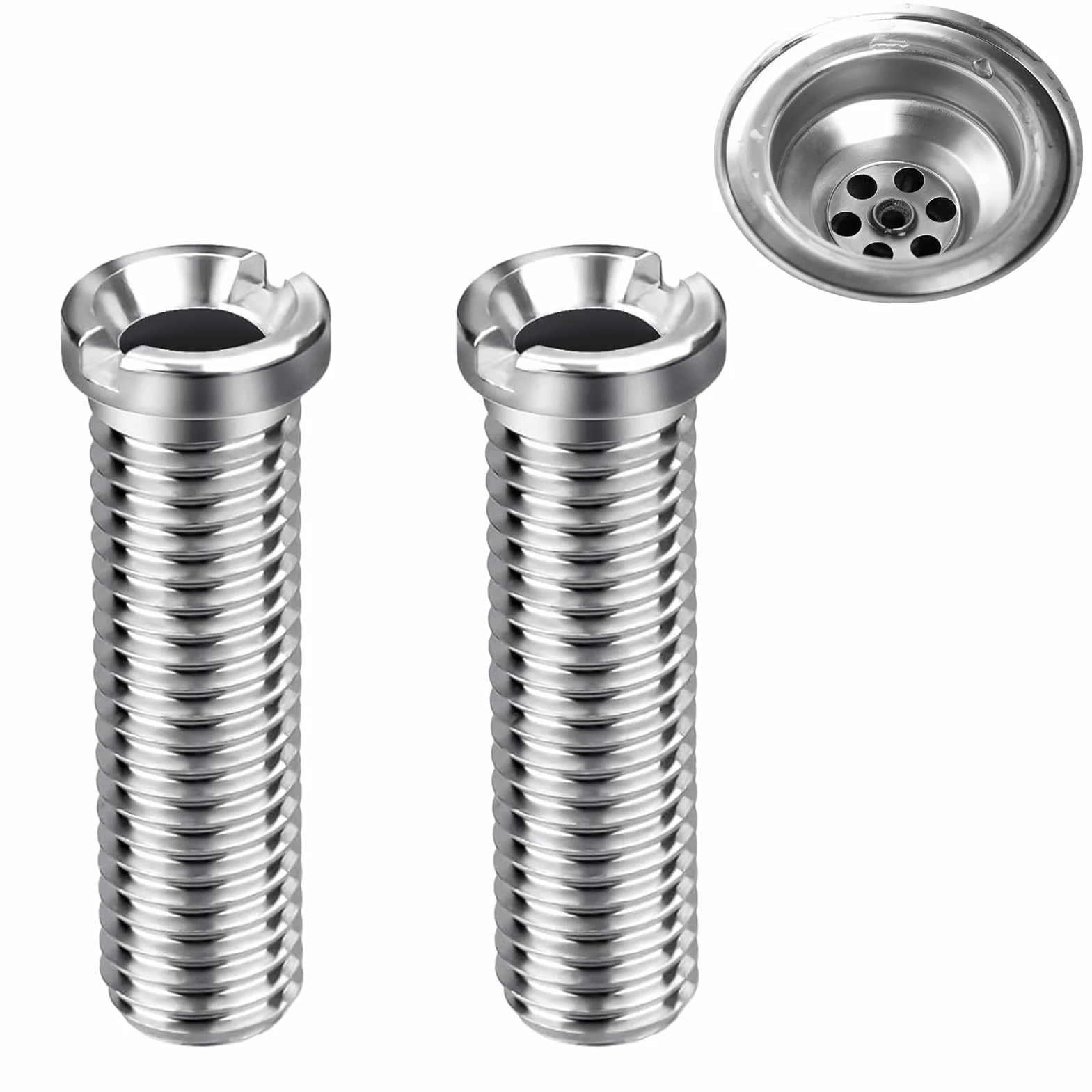 2 Piezas Tornillo Hueco para Fregadero, M12×45mm Accesorios para Fregaderos, Válvula de Cesta Coladora de Acero Inoxidable, Accesorios de Desagüe, para Fregadero (Plateado)