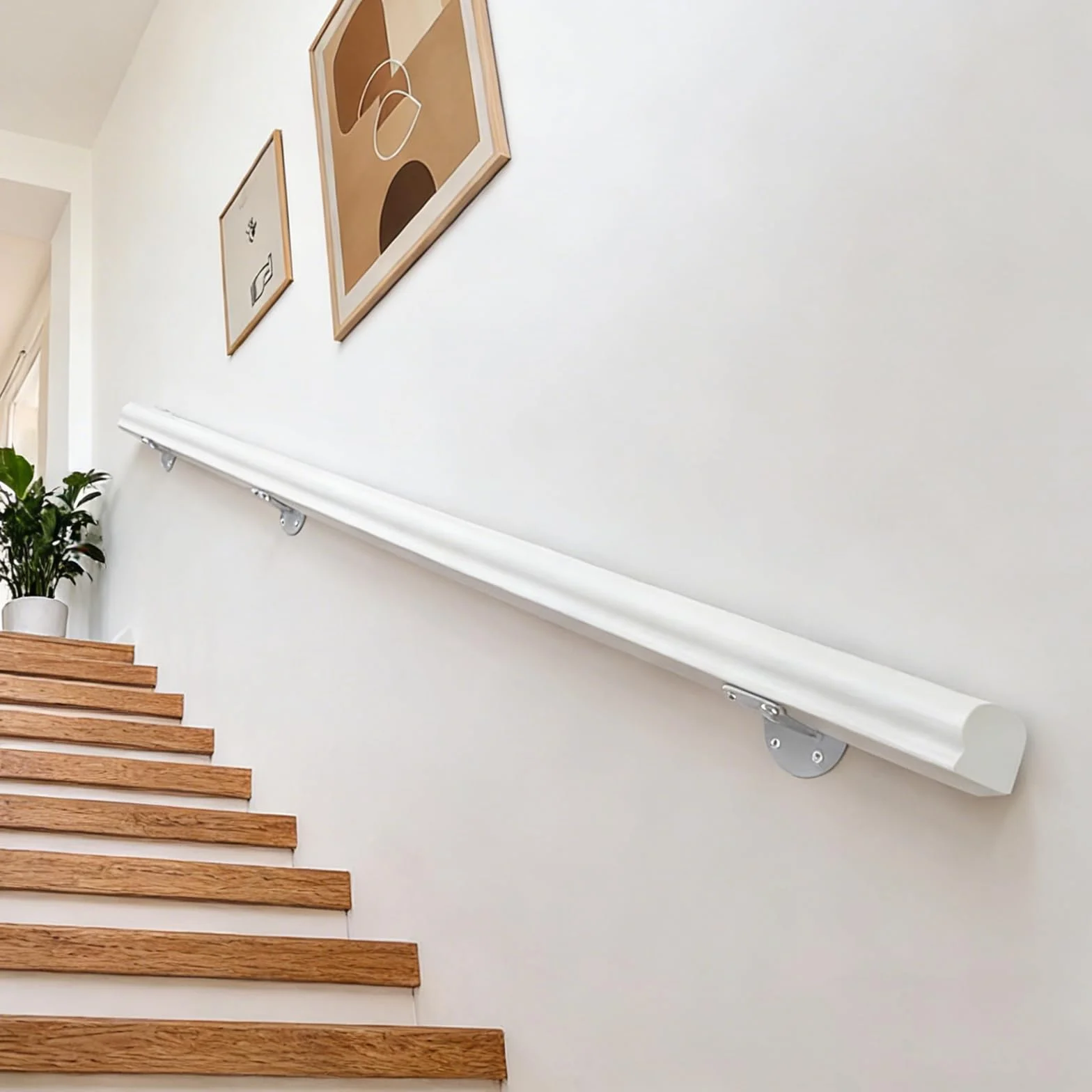 80cm Pasamanos Blanco de Madera Maciza | Barandilla Antideslizante para Escaleras del Hogar | Barra de Seguridad Resistente para Escaleras Interiores y Exteriores, Pasillos, Áticos y Patios