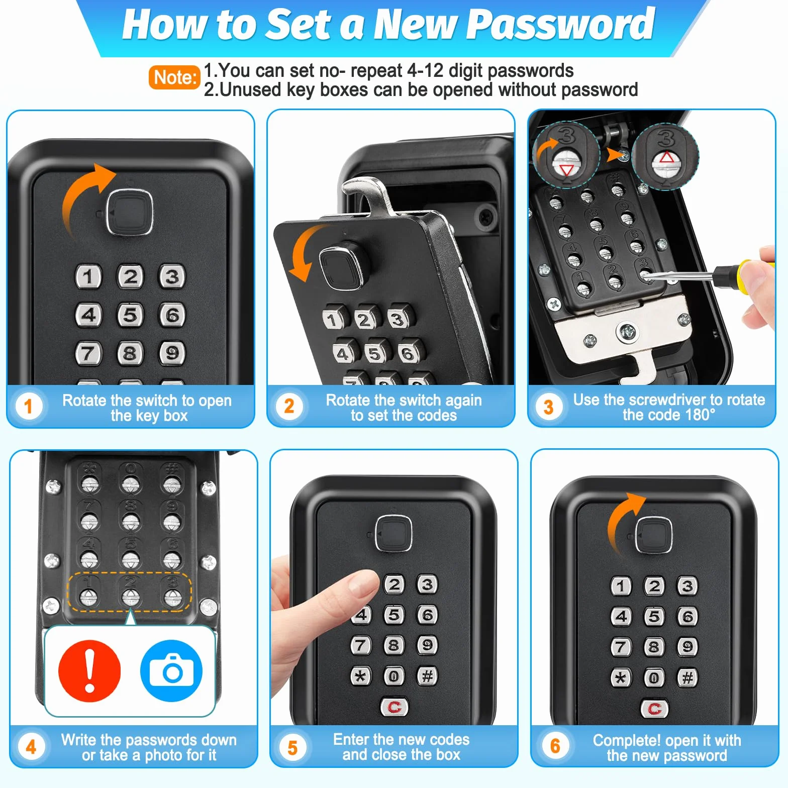 Cajetin Llaves con Codigo Exterior Grande Caja Seguridad para Llaves Pared Combinacion 12 Digitos Impermeable