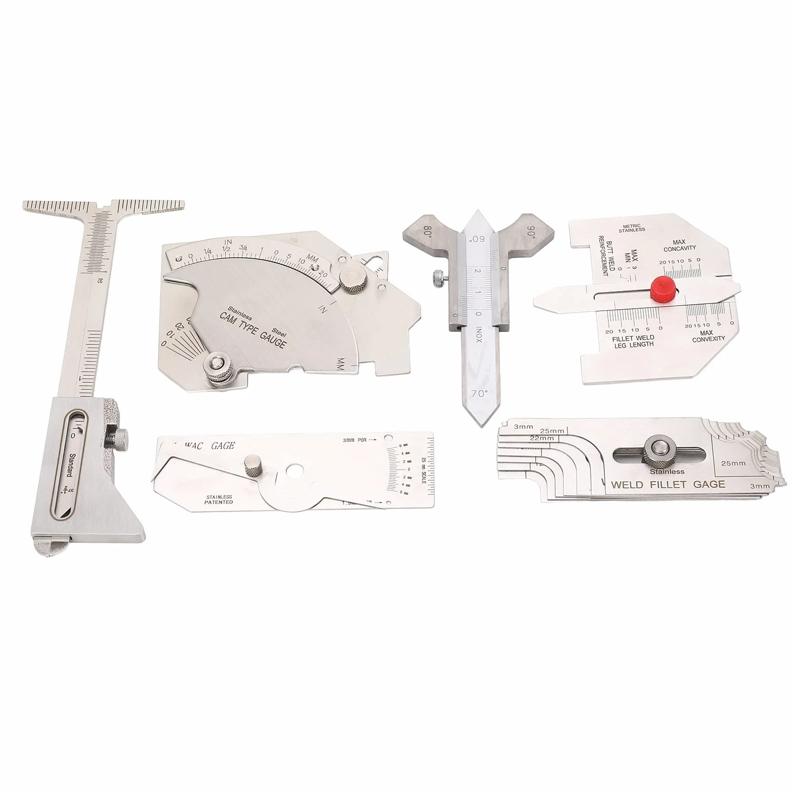 Kit de regalo de herramientas de soldadura con 6 piezas de calibre de soldadura de precisión, medidor de calibre para porosidad, pack de regalo profesional.