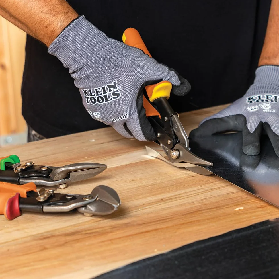Klein Tools 2402S Tijeras de corte recto, tijeras de hojalata de aviación con hoja forjada para corte de chapa de precisión