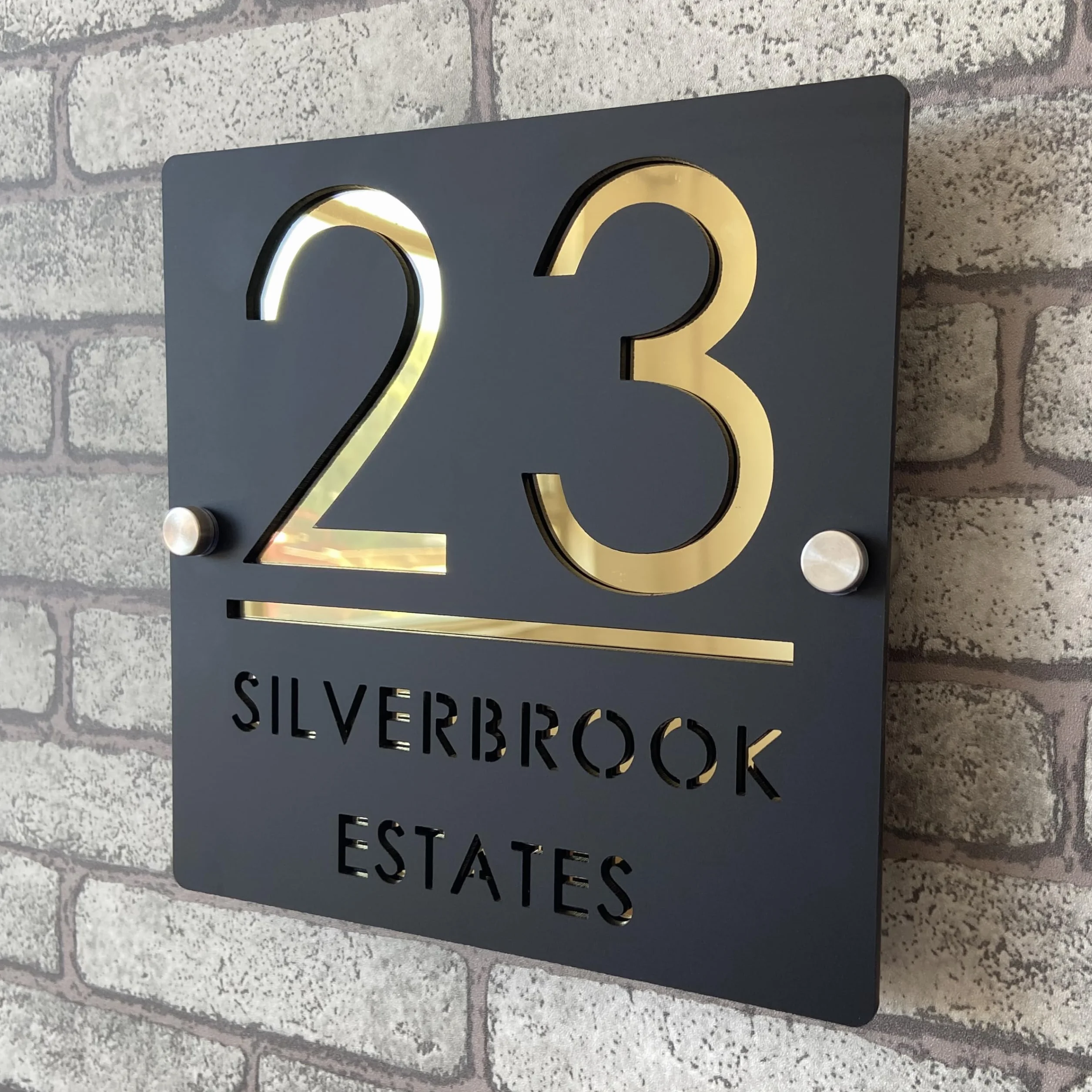 Placa de Número de Casa Personalizada 3D en Acrílico Negro y Plateado, Números Flotantes, Señalización Resistente al Clima para Puerta Interior y Exterior, Ideal para Hogar, Hotel, Apartamento, Tienda