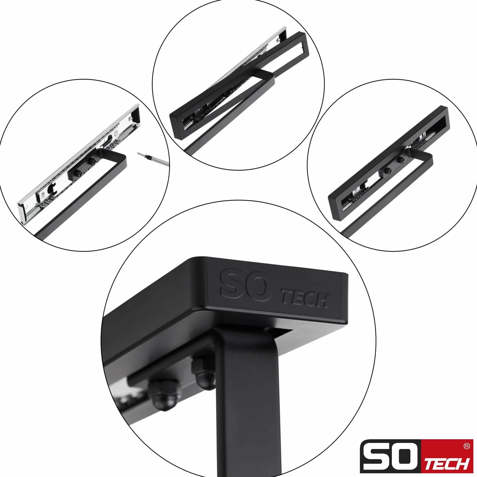 SOTECH Toallero extraíble Style de 1 Brazo Negro 415 mm de extensión 300 mm Toallero para Montaje Lateral y bajo Lavabo en baño y Cocina