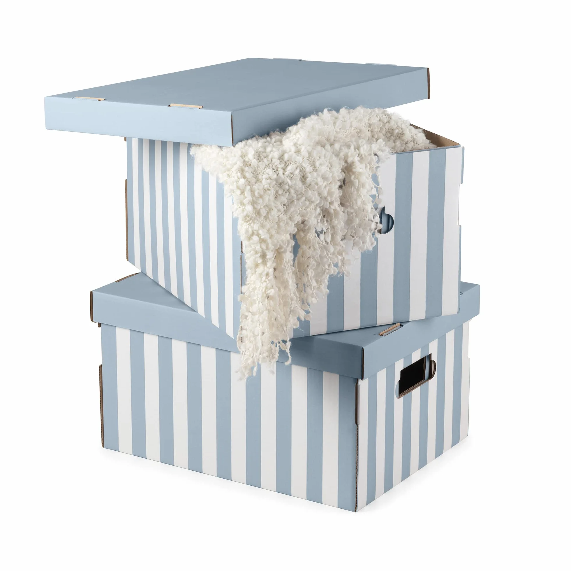Compactor Set de 2 Cajas de Cartón para Camisas MARINIERE, Tamaño M, 40x31x21 cm, Color Azul, Fibra de Bambú -