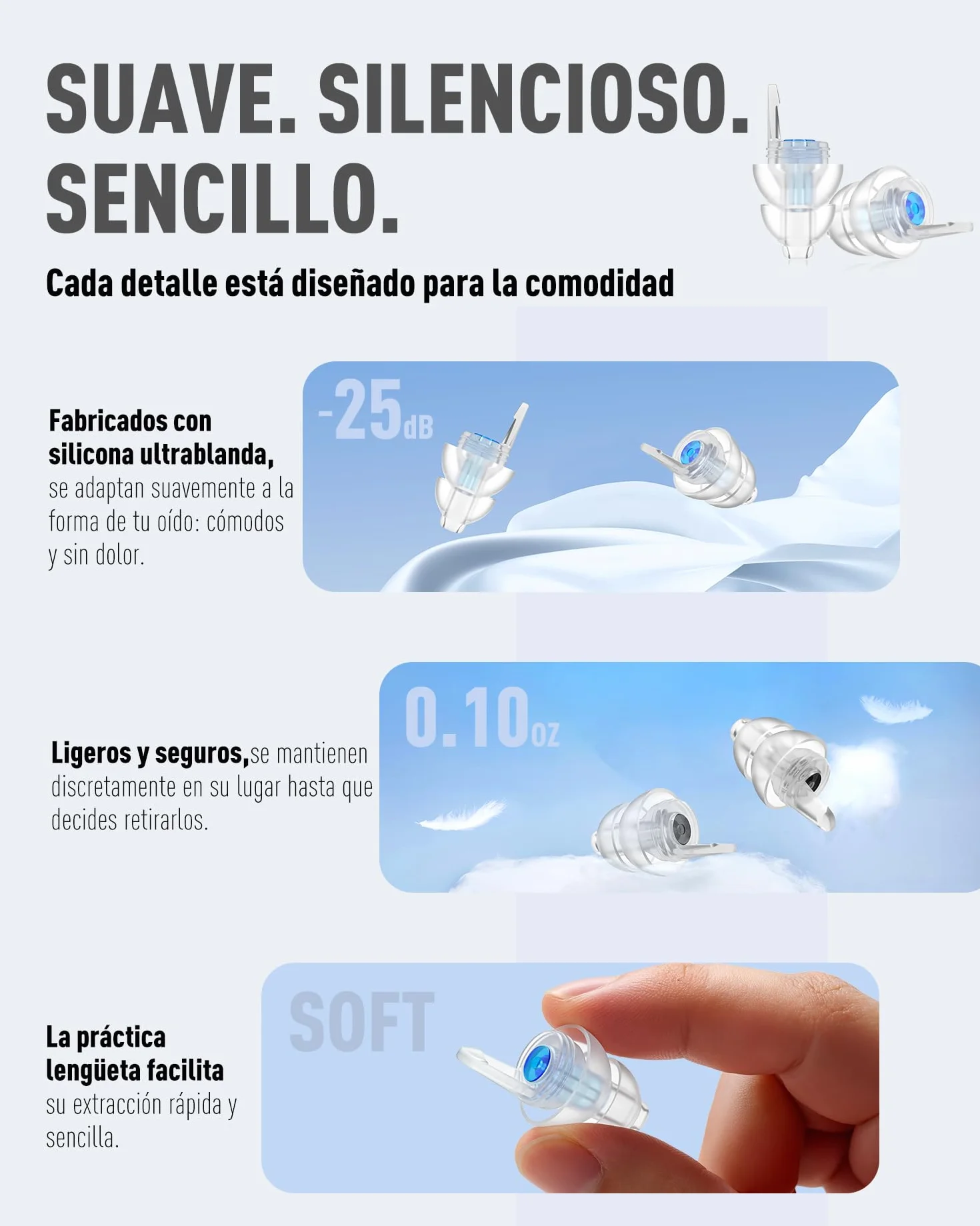 Tapones para los oídos para avión 2 pares Reutilizables Antiruido Protección Auditiva Adultos Niños 12+
