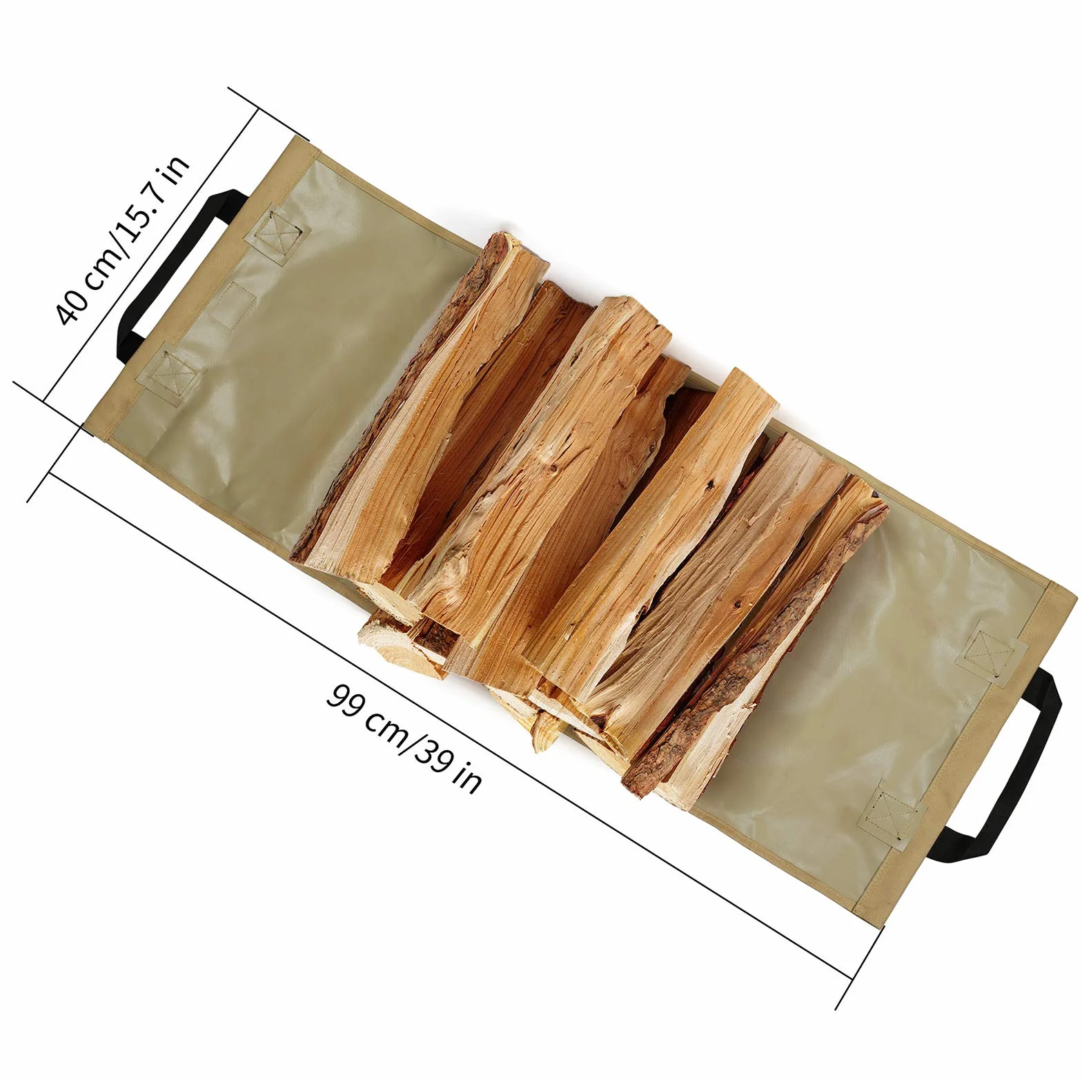 TJ.MOREE Soporte para leña de chimenea con soporte de lona para interiores y exteriores, contenedor de madera resistente (verde oliva desteñido)