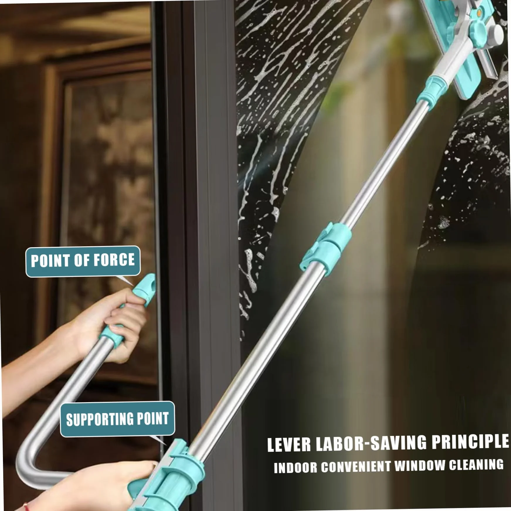 Limpiador de Ventanas Exteriores Seguros de Ventana de Doble Cara Limpiador en Forma de U Kit de Limpieza de Ventana de Ventana en Forma de U.