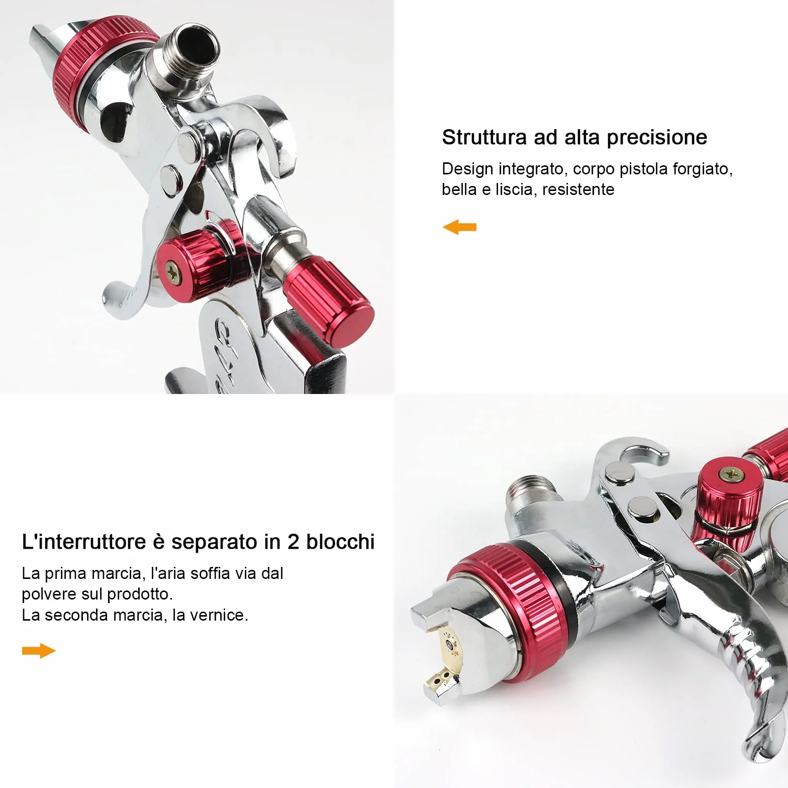 Vanwoke HVLP Pistola de Pintura Profesional,Pistola Pintura con regulador de presión de Aire,con 3 boquillas 1,4mm 1,7mm 2,0mm y Taza de 600cc,para Automóviles, Techos, Paredes, Pisos
