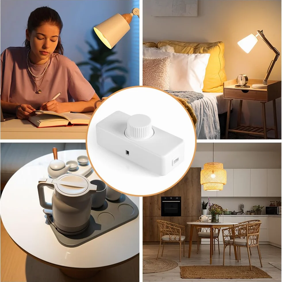 AXFEE Interruptor Regulador de Luz, Dimmer Led 220V, 220V-240V AC/50hz Regulador Intensidad Led, Potenciómetro Regulador de Luz con Interruptor, para 3-100W Lampara LED y Bombillas Regulables, Blanco