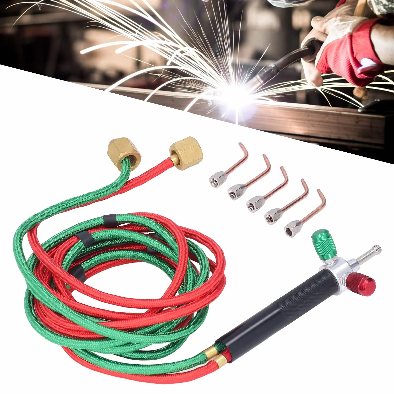 Cocoarm Kit de Antorcha de Joyería Kit de Antorcha de Reparación de Joyería Portátil Material de Cobre Metálico Herramienta de Soldadura de Alta Temperatura con Conectores Especiales
