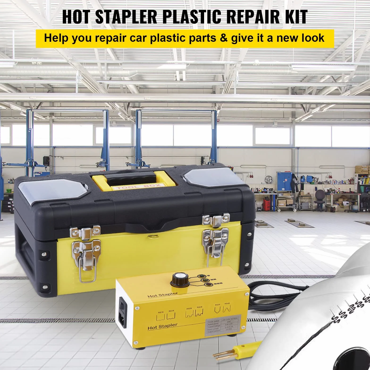 Kit de soldadura de plástico de 230 V para reparación de parachoques de coche, grapadora caliente con 600 grapas