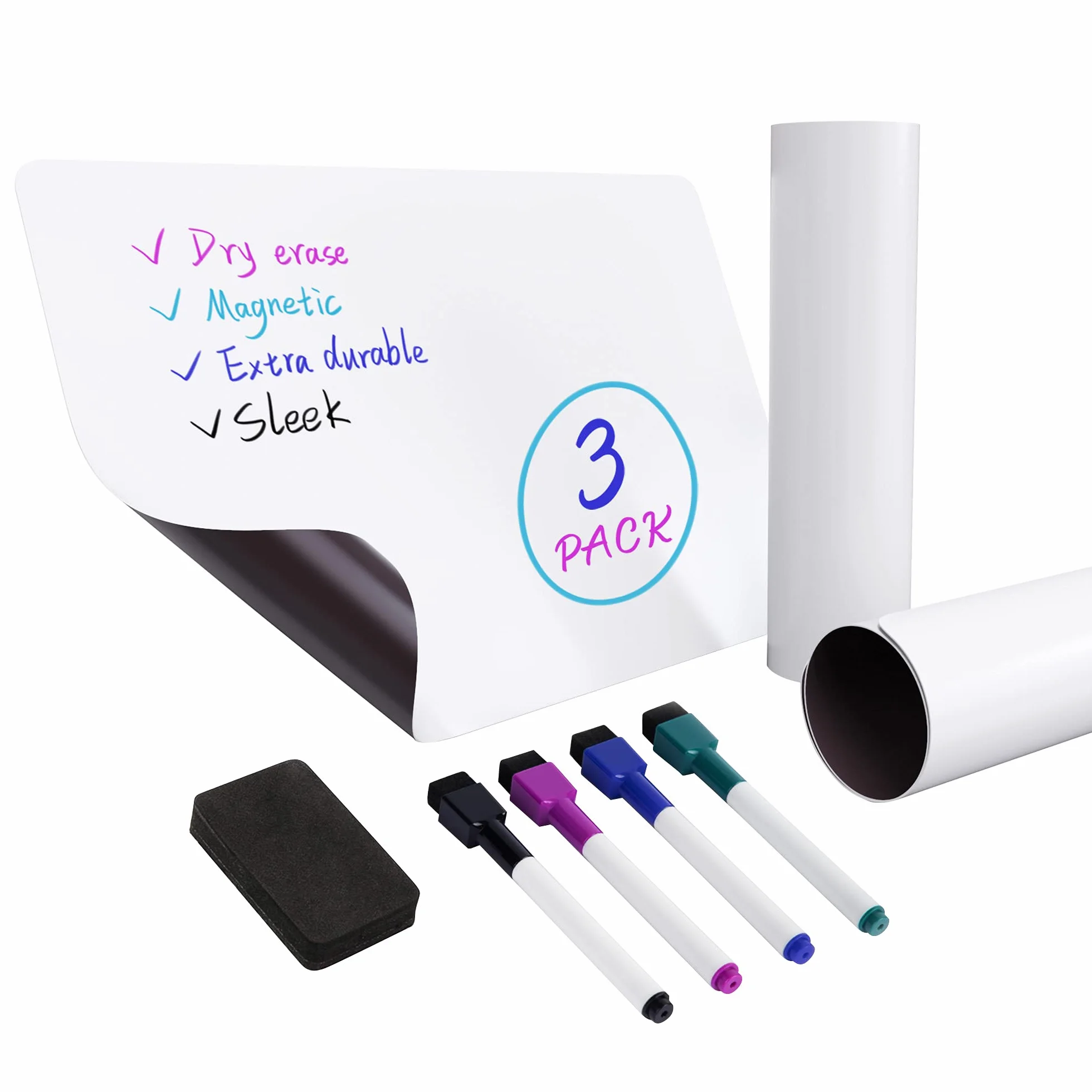 Amazon Basics Magnetyczna Tablica Suchościeralna 20,3 x 30,5 cm 3 Sztuki Biała