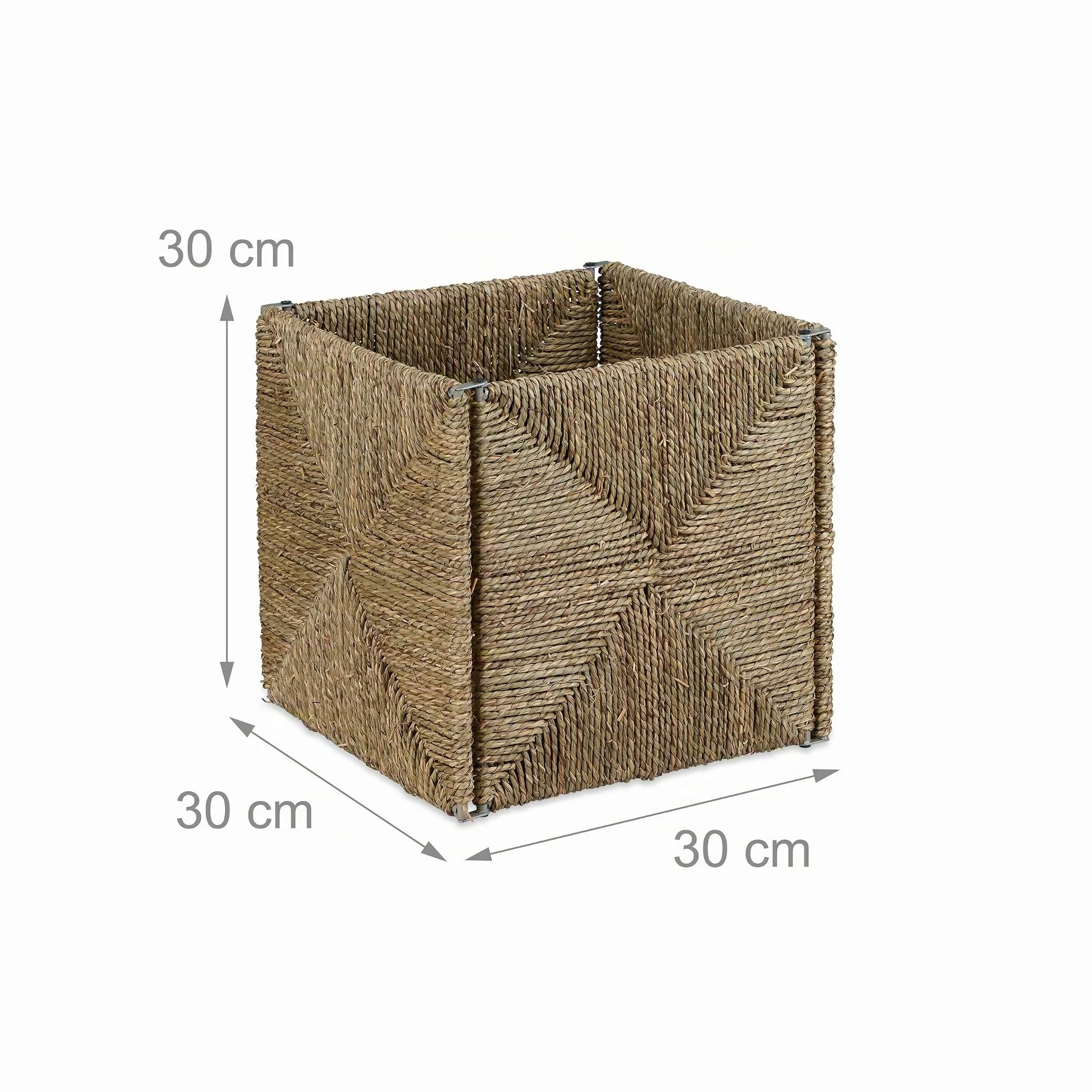 Cesta Almacenaje Cuadrada Hierba Marina Caja Organizadora Trenzada 30 x 30 x 30 cm Natural