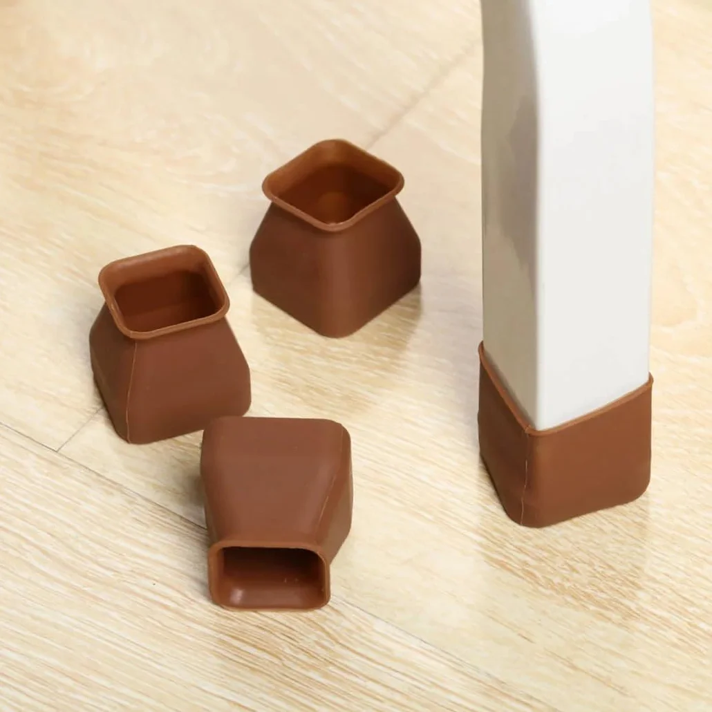 Tapas para patas de escritorio, fundas para pies de sofá, 16 protectores de silicona for patas de silla con fieltro antideslizante, for suelos de madera.
