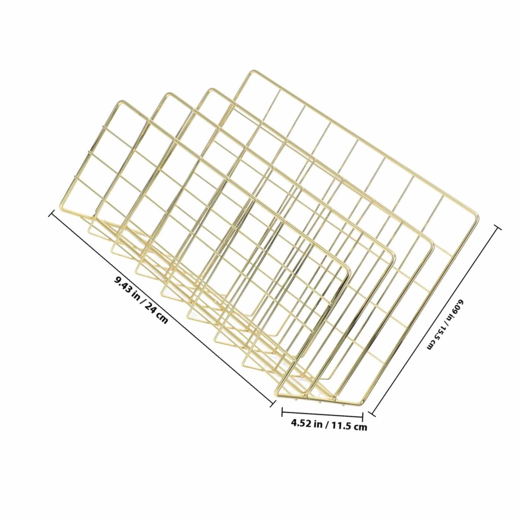 Organizador de Escritorio Metálico Dorado para Archivos y Correo con Compartimentos