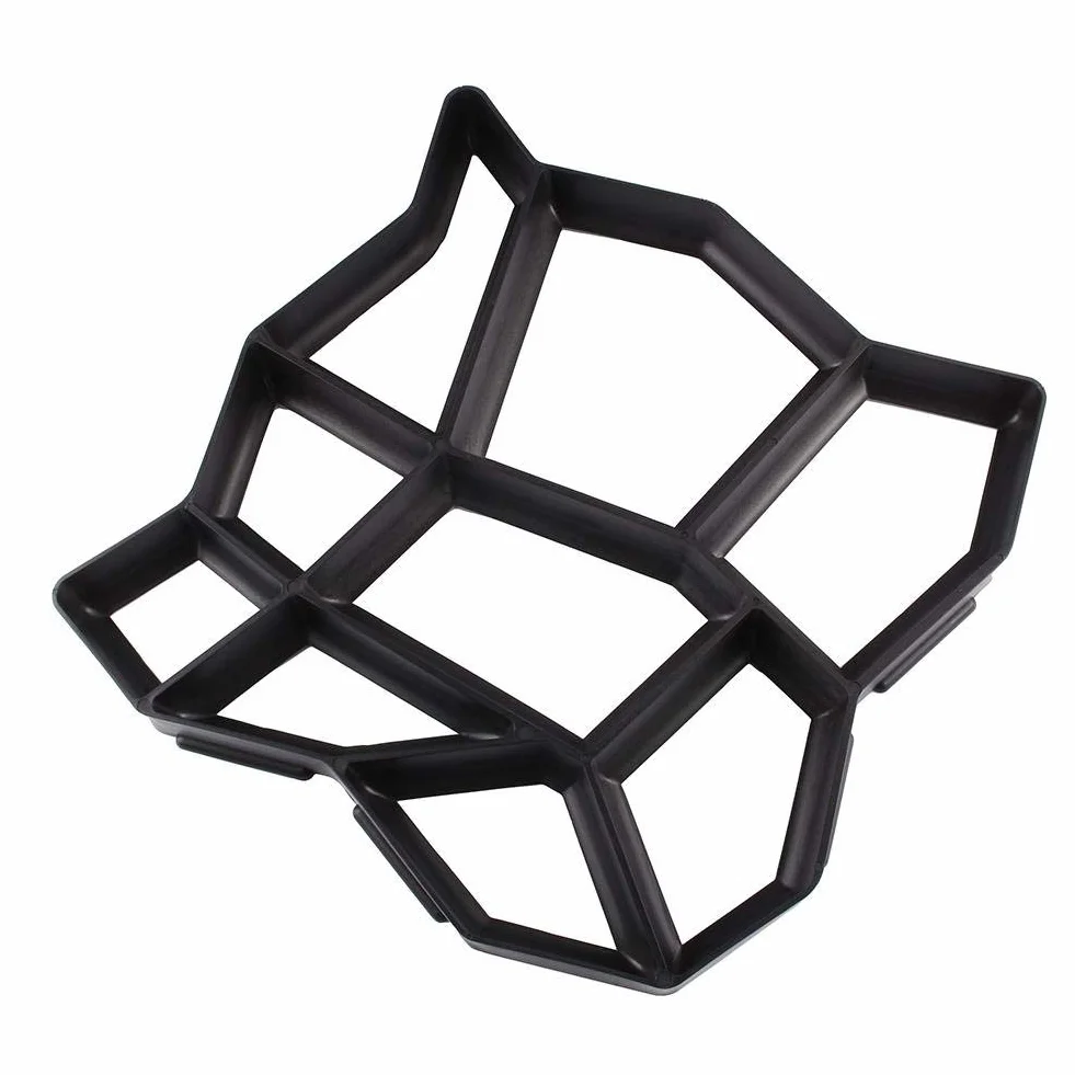 Estink Molde para Pavimentos de Hormigón, Diseño Irregular, 43x43x4cm, Plástico Negro, para Jardín y Entrada