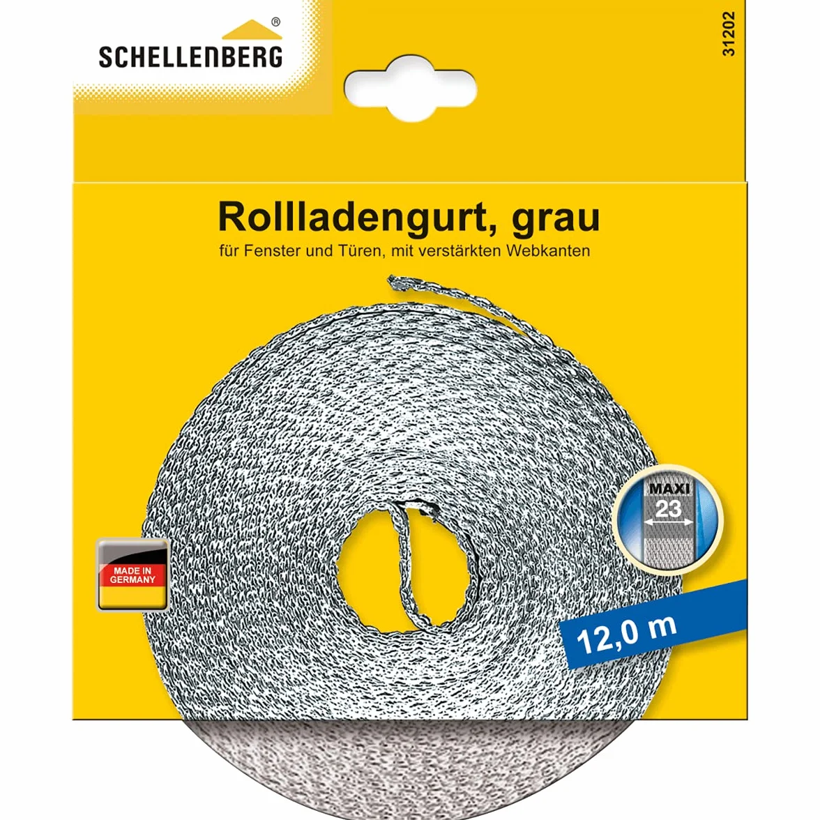 Schellenberg 31202 Arnés para persiana enrollable Maxi 23 mm, 12 m, gris