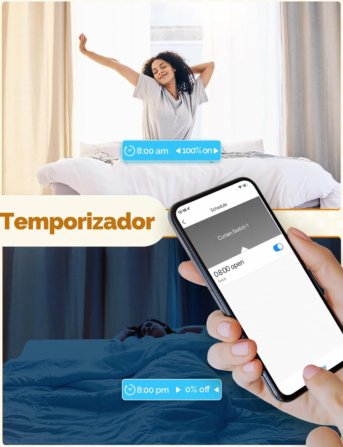 MOES Interruptor de Persianas Inteligente WiFi 2.5D, Control de Persianas con Ajuste de Porcentajes, Temporizador y Control por Voz, Compatible con Alexa y Google Home, Requiere Cable Neutro 4 PCS