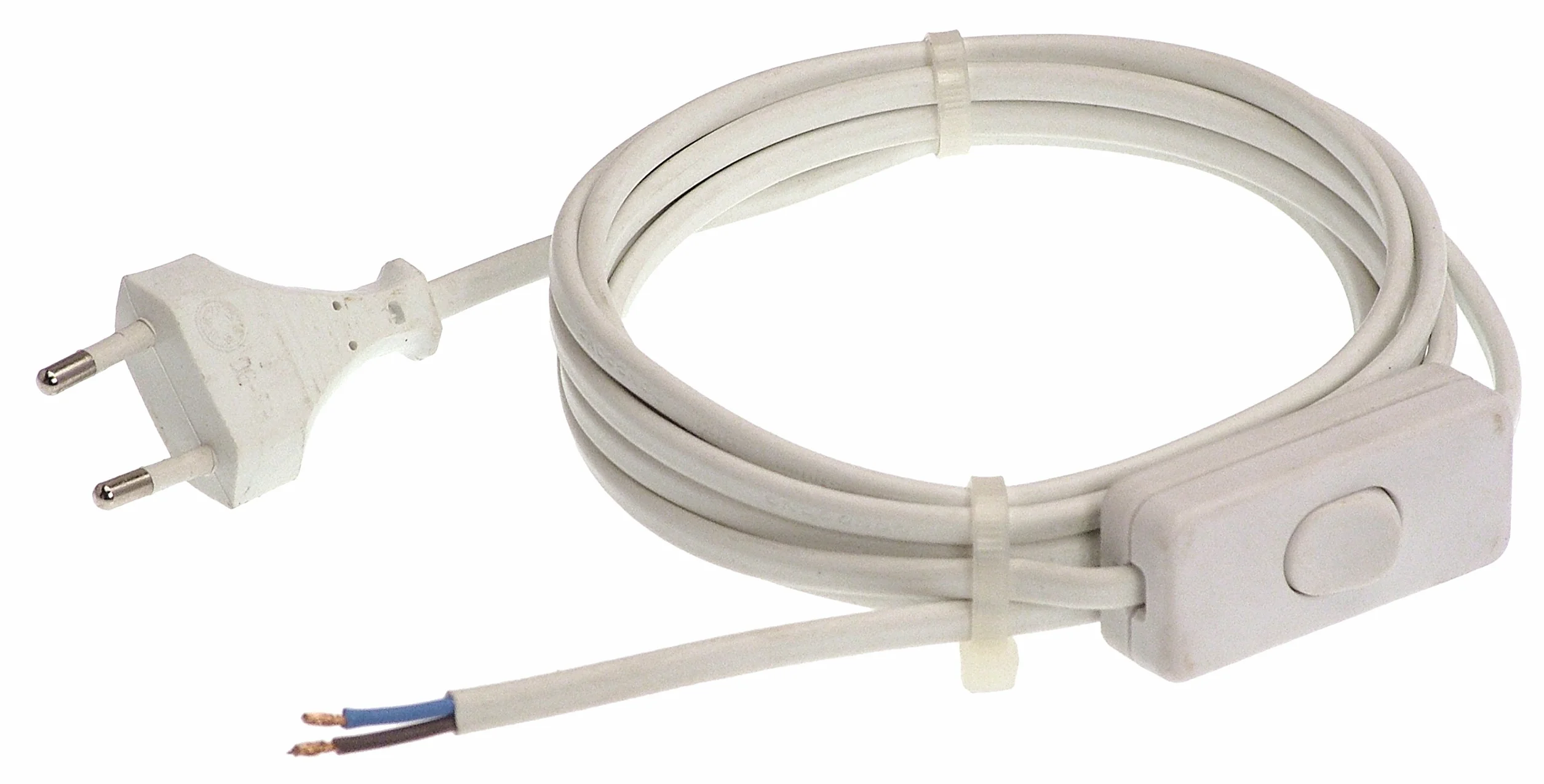 Schwabe Cable de conexión Euro con interruptor intermedio 3m H03VVH2-F 2x0,75 230V 2,5A IP20 Blanco