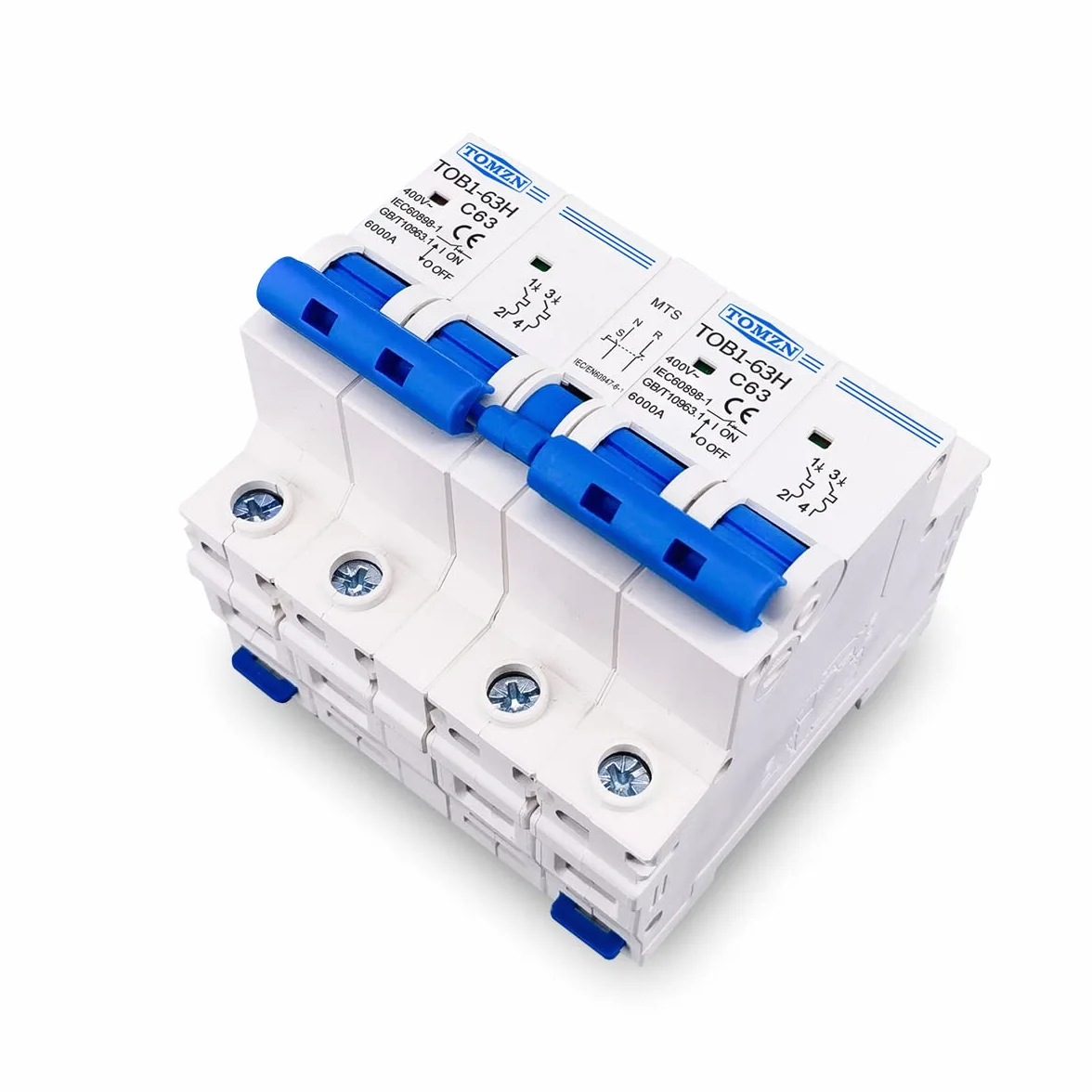 2P + 2P MTS AC Interruptor de Transferencia de Transferencia Manual de Doble Potencia MCB 50HZ / 60HZ Disyuntores 689 (Size : 32A)