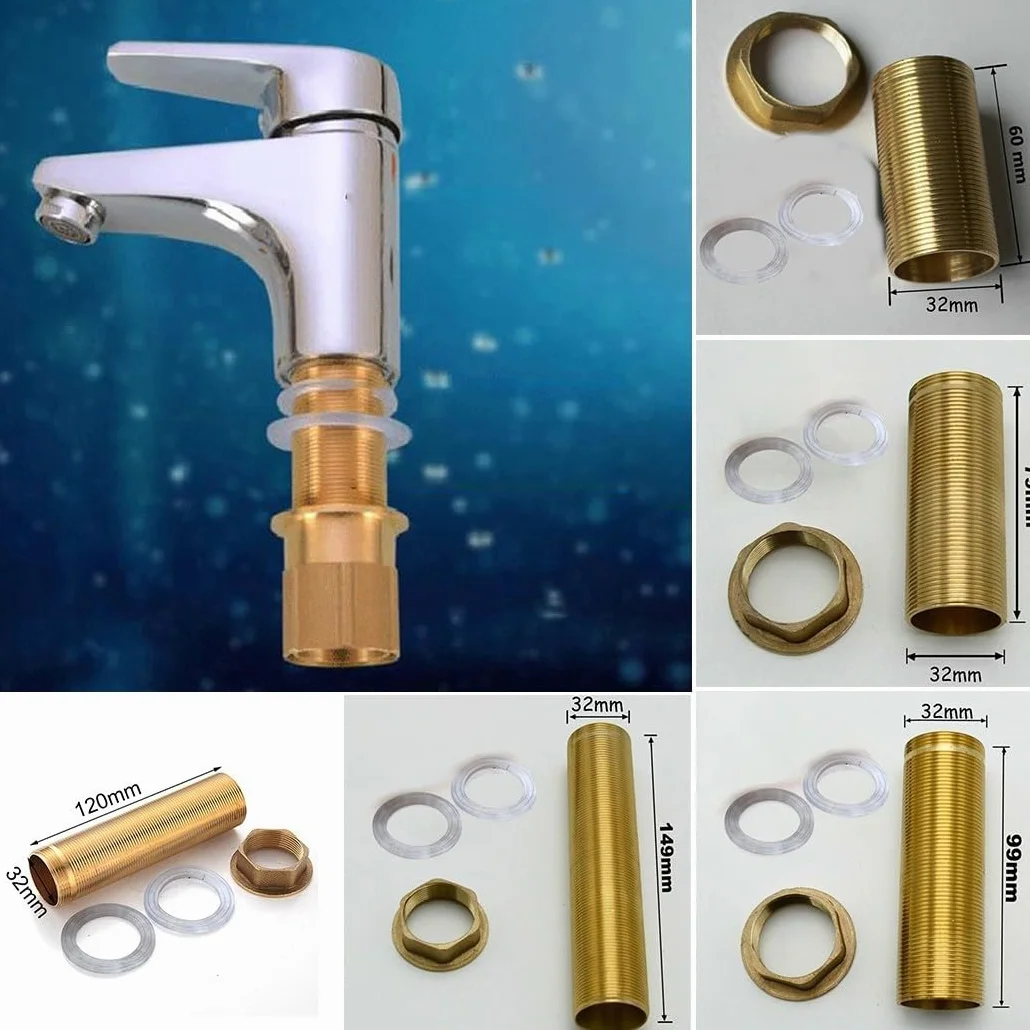 Piezas de reparación de grifo mezclador de lavabo de cocina, kit completo de reparación de grifo de lavabo de cocina con piezas de latón y silicona, adecuado para reparación de grifos (M32-150 mm)