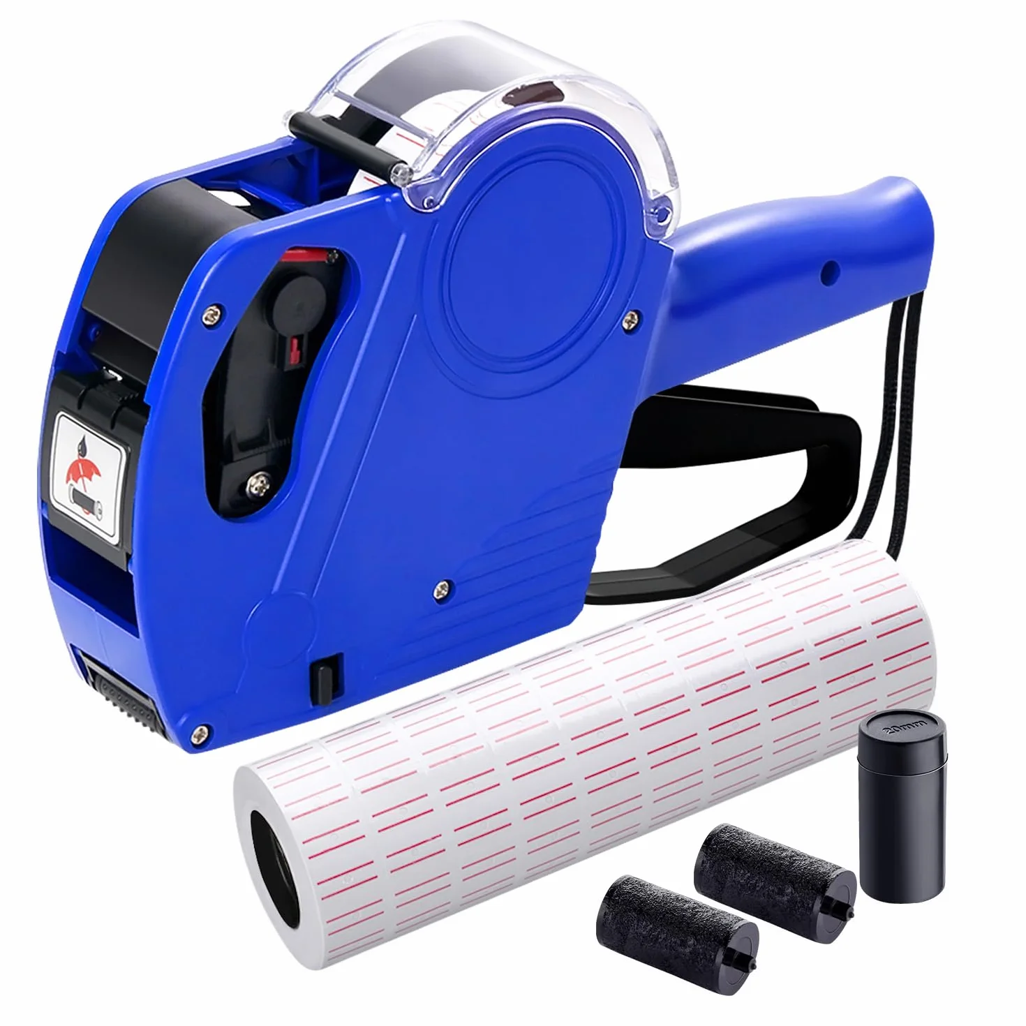 Pistola de etiquetas de precios KPX MX5500 con 5150 calcomanías blancas y 3 rodillos de tinta, 8 dígitos