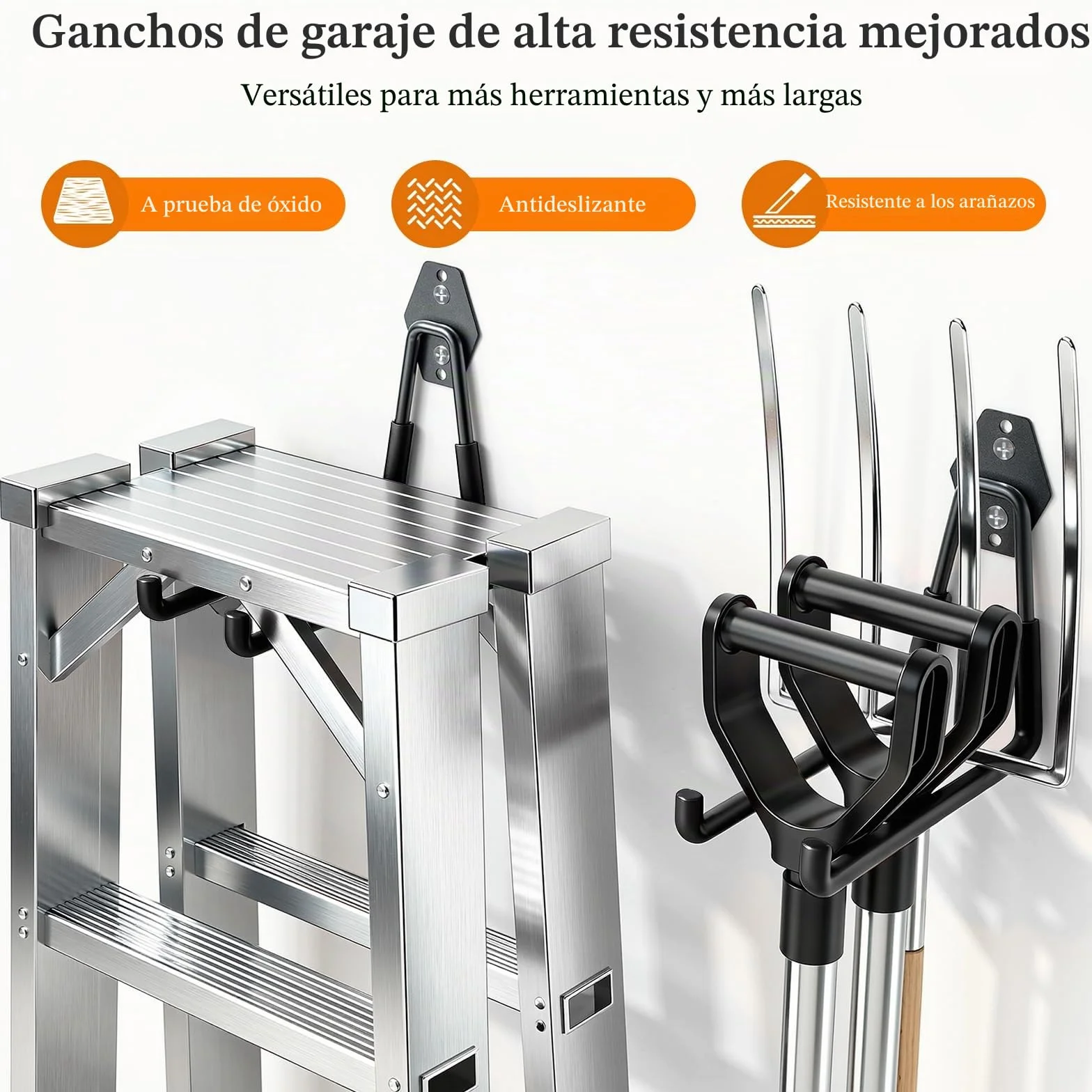 Housolution Ganchos de Acero, 30 Pcs, Negro | Antideslizante con Revestimiento Antideslizante,Ganchos Pared con Organizador de cables para Bikes, Herramientas, Escaleras