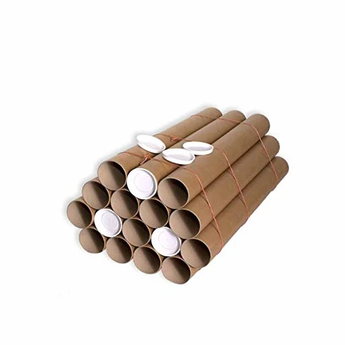 Tubos cartón marrón 76 x 700 mm con tapas plástico blanco Pack 16