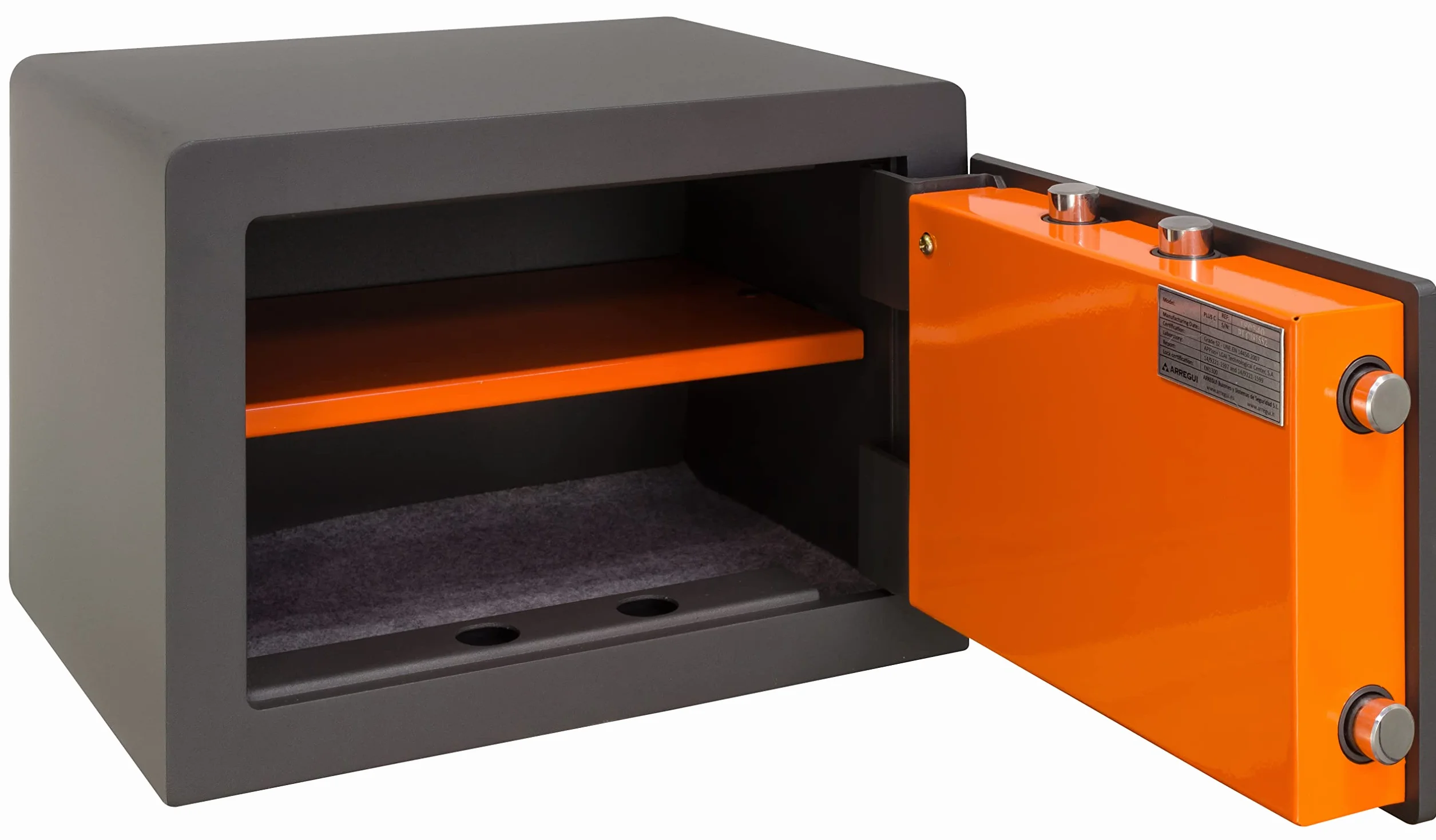ARREGUI Plus C Caja fuerte de acero con llave | Caja de seguridad con apertura certificada de llave | Caja para casa y negocio, fácil de usar, alto nivel de seguridad (23 L - 27 x 38,5 x 30 cm)