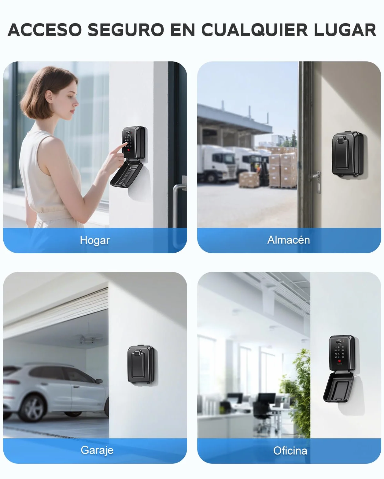 Mohard Caja de Seguridad para Llaves, Caja Llaves Pared con Combinación 12 Dígitos, Gran Capacidad & Impermeable Caja Fuerte Llaves Exterior con Código Resttable para Hogar Garaje Escuela Oficina