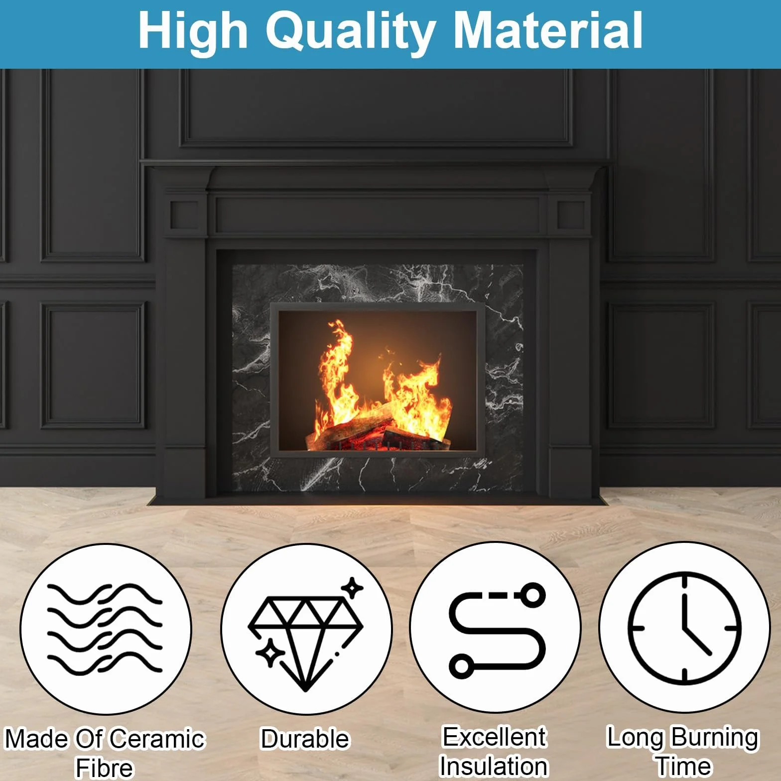 Lana Cerámica para Chimeneas de Etanol 30x10x2cm 4 Piezas Bioetanol Quemador