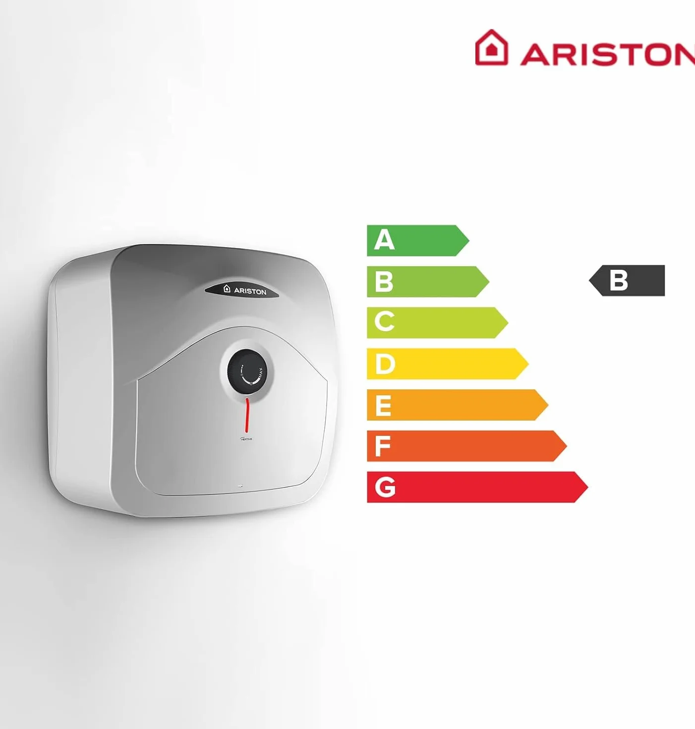 Ariston Andris R - Termo Eléctrico 15 Litros Potente, Calentador de Agua Eléctrico Vertical con Tamaño Reducido 41,8x37,7x35,2 cm, Fabricado para Instalación en España