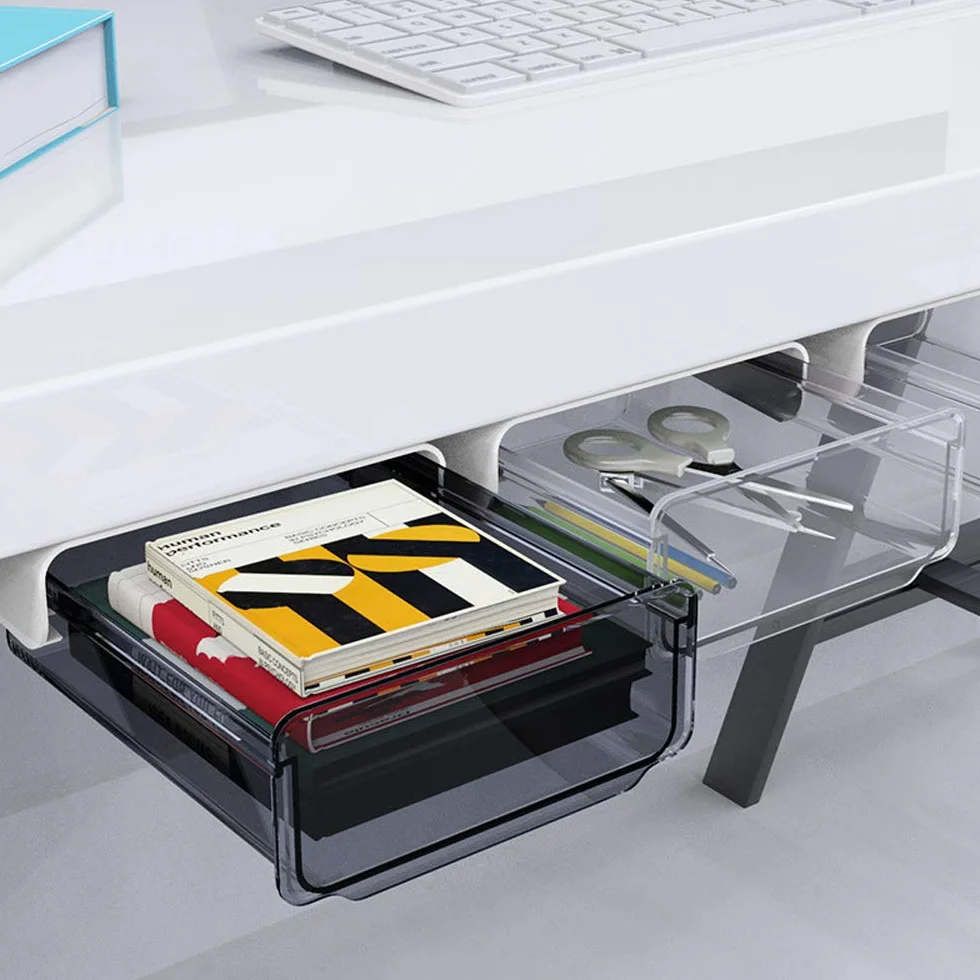 Organizador Cajón Debajo Escritorio 2 piezas Bandeja Escritorio Hogar Oficina Blanco