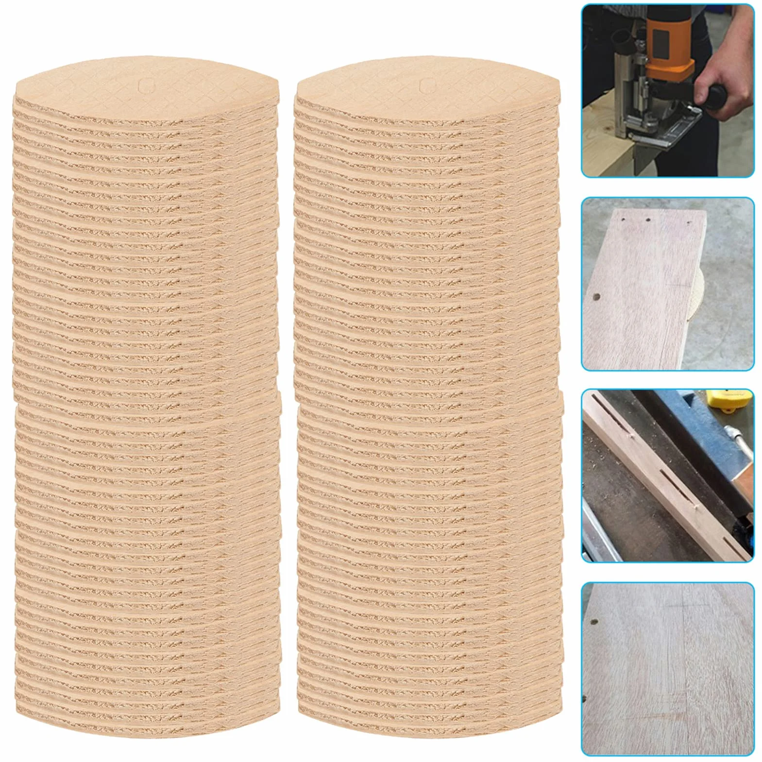 Surtido de 100 piezas de galletas de madera de haya (n.º 0 10 20). Surtido de placas de unión de madera placas de unión planas para trabajos de carpintería ebanistería y fabricación de muebles.