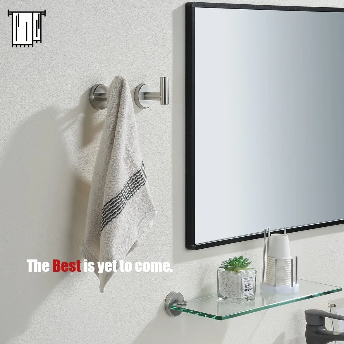 YUET 2 Piezas de Toalla Gancho Colgador Toalleros de Gancho para Baño de Pared de SUS 304 Acero Inoxidable Percha Perchero para Colgar para Sombrero Ropa Abrigo Albornoz Cocina (Plata cepillada)