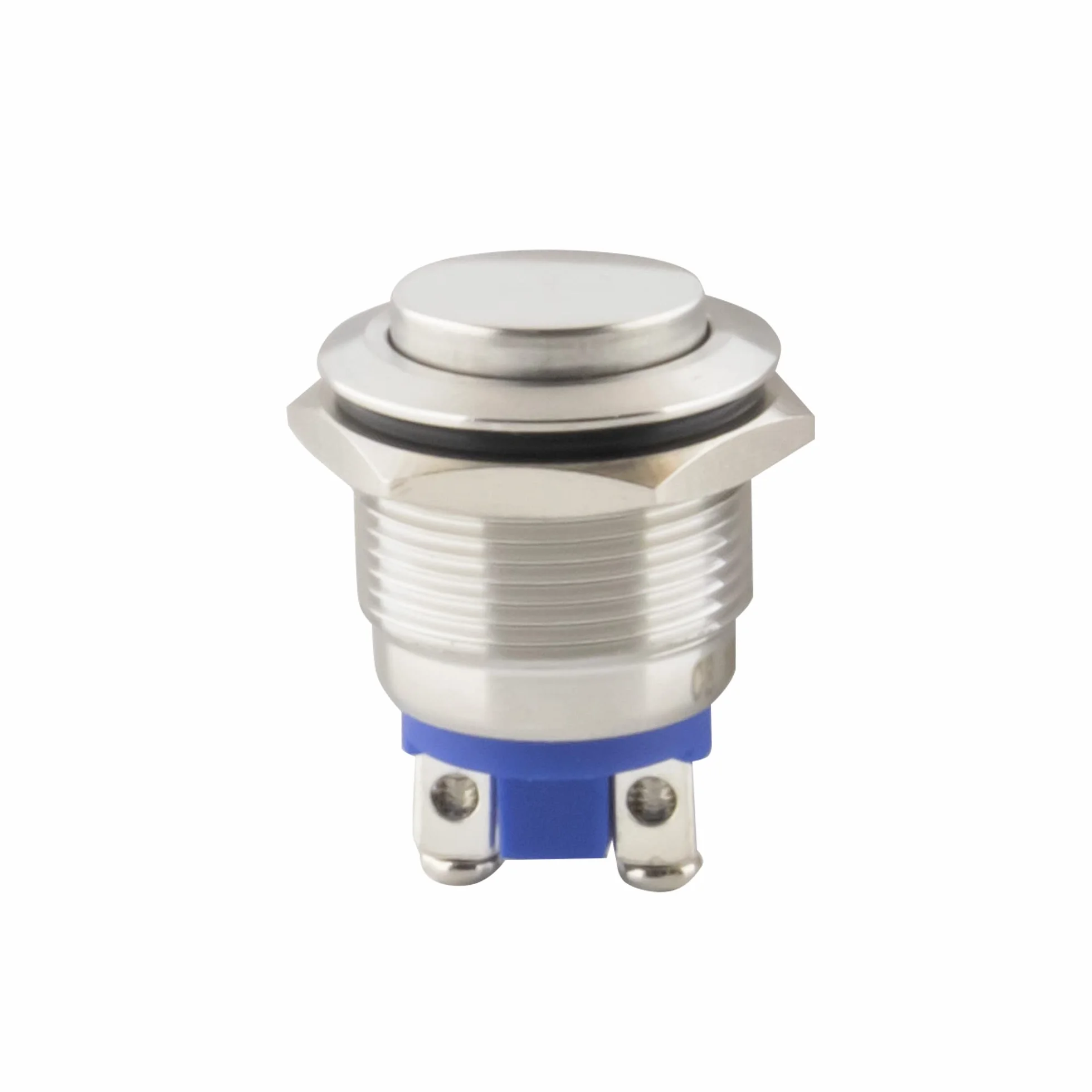 SeKi Pulsador de acero inoxidable de 19 mm de diámetro con forma de cabeza perdida y conexión de rosca.