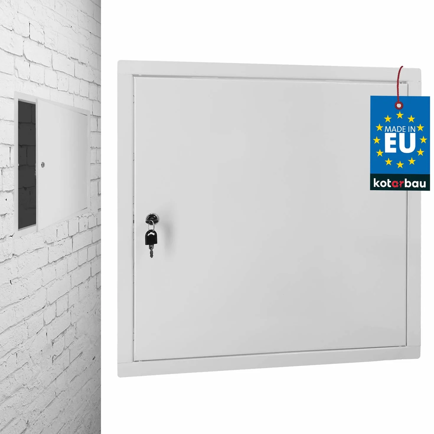 KOTARBAU® Tapa de inspección 50 x 50 cm, puerta de inspección de yeso con llave, caja de seguridad, tapa de inspección empotrada de acero galvanizado, placa de yeso, tapa de mantenimiento, color