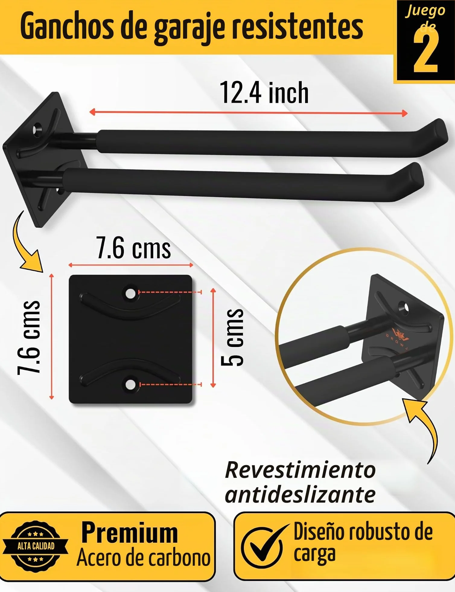 Ganchos Pared Largos para Garaje - ganchos para colgar herramientas, Soporte Pared Bicicleta y organizador herramientas jardin